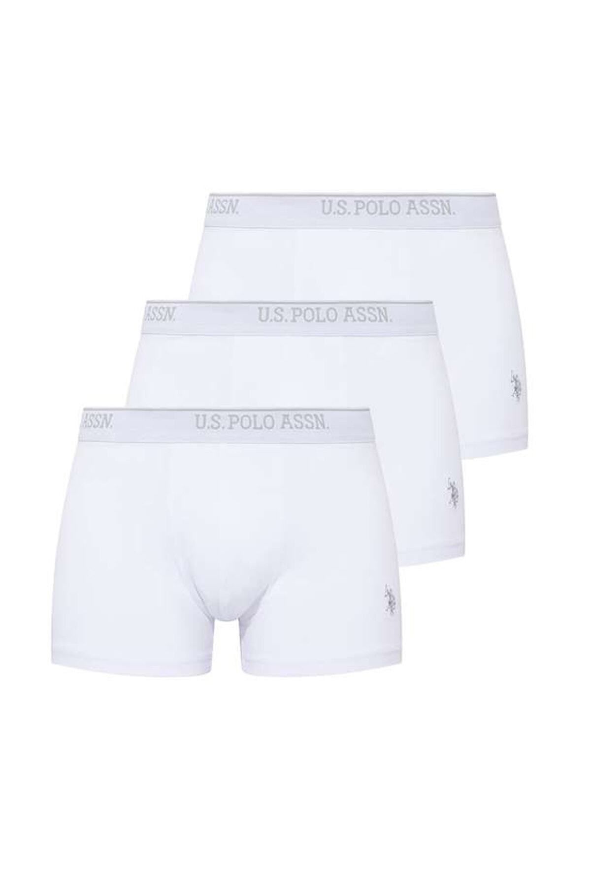 U.S. Polo Assn. 3'lü Paket Kemeri Marka Baskılı Arma Nakışlı Pamuklu Likralı Erkek Boxer