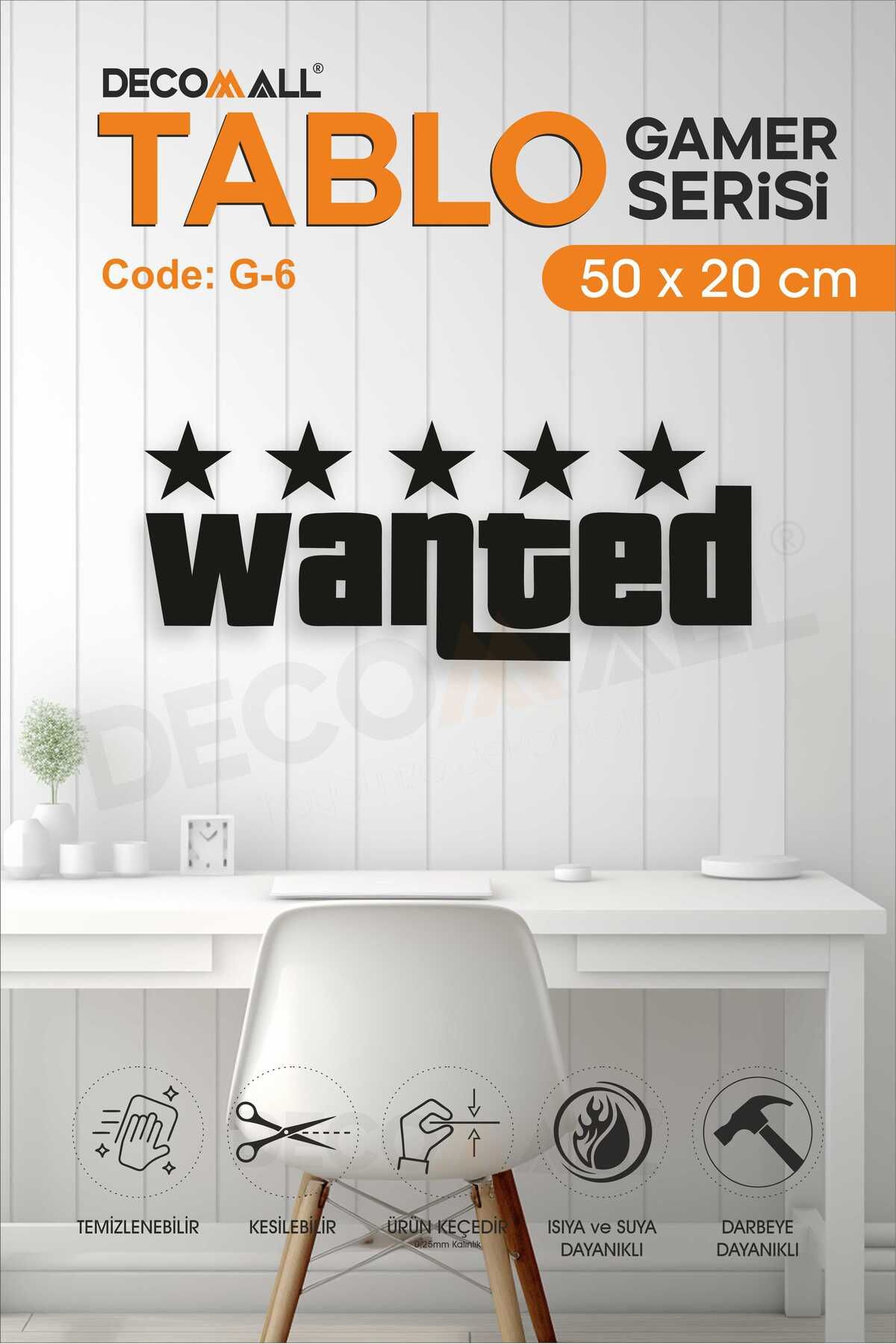 DECOMALL WANTED 2D Kabartmalı Duvar Dekor Tablosu Duvar Süsü GAMER TABLO