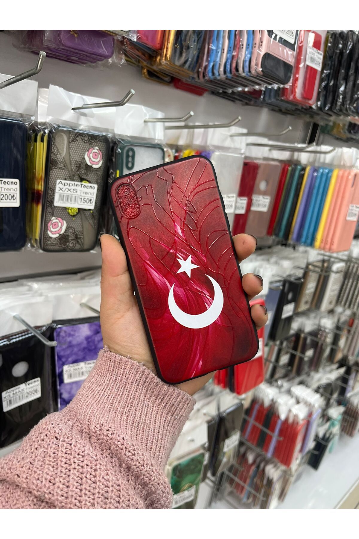 TECNOTREND Apple İphone Xr Türk bayrak desenli sert silikon kılıf