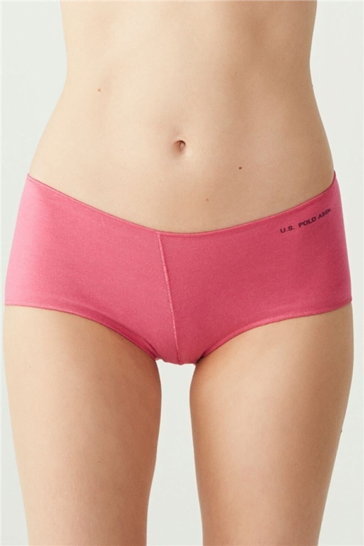 U.S. Polo Assn. Fuşya Lacivert Siyah Beyaz Ten 5'li Kadın Boxer