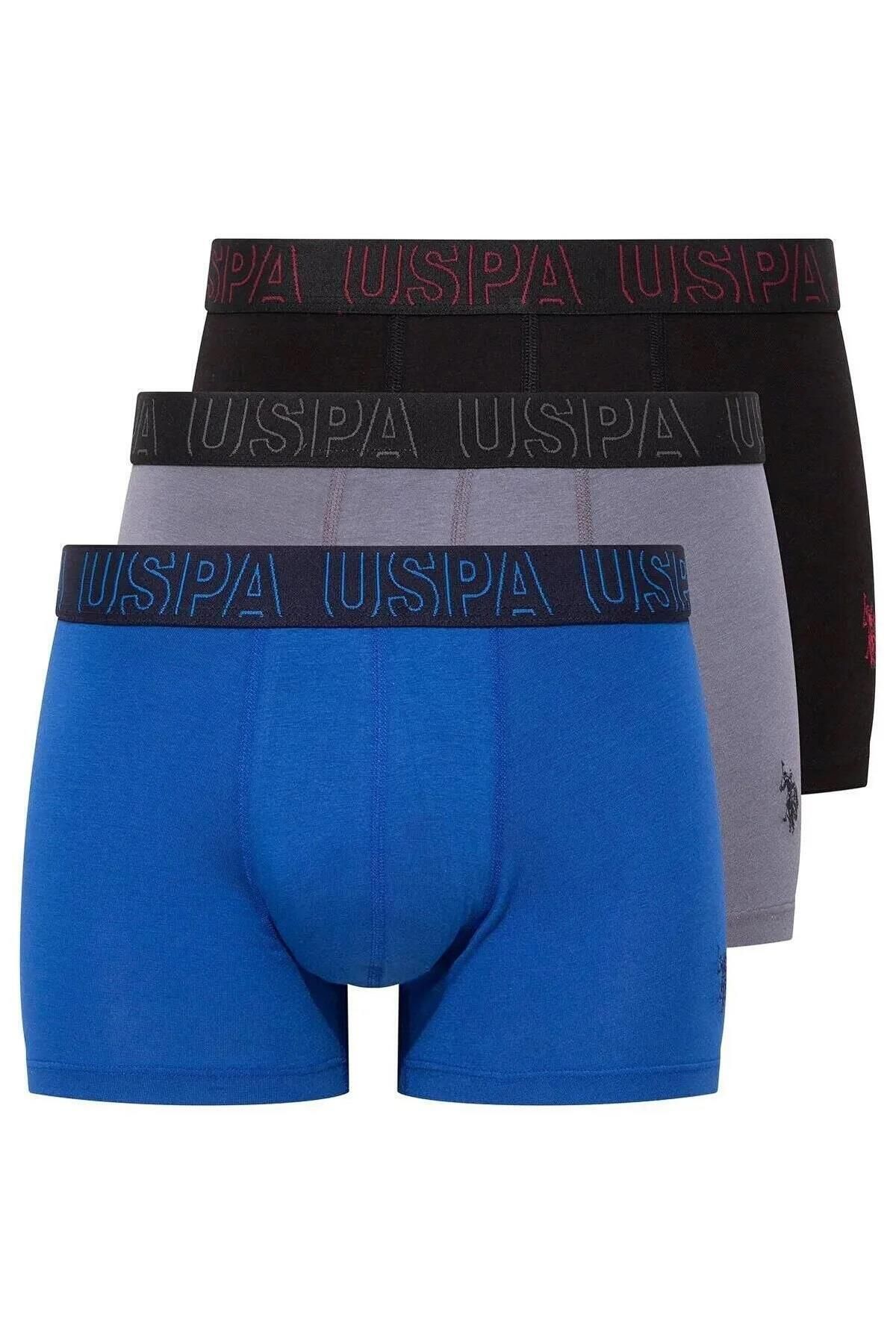 U.S. Polo Assn. U.S. Polo Assn. 3'lü Erkek Modal Boxer, %47 modal %47 pamuk %6 likra