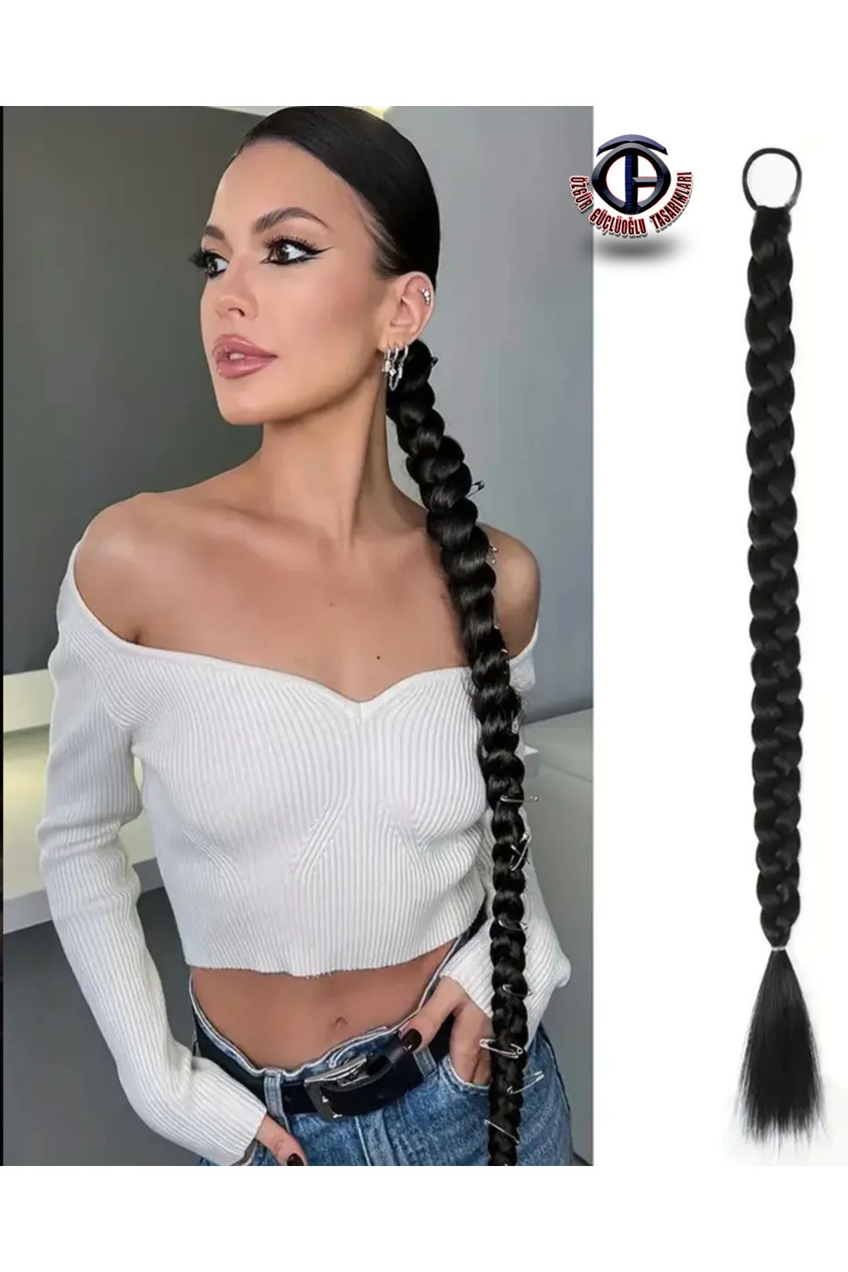 özgür güçlüoğlu tasarımları At kuyruğu Üçlü Örgü Saç Uzatma Fiber Kanekalon Saç (tokalı)