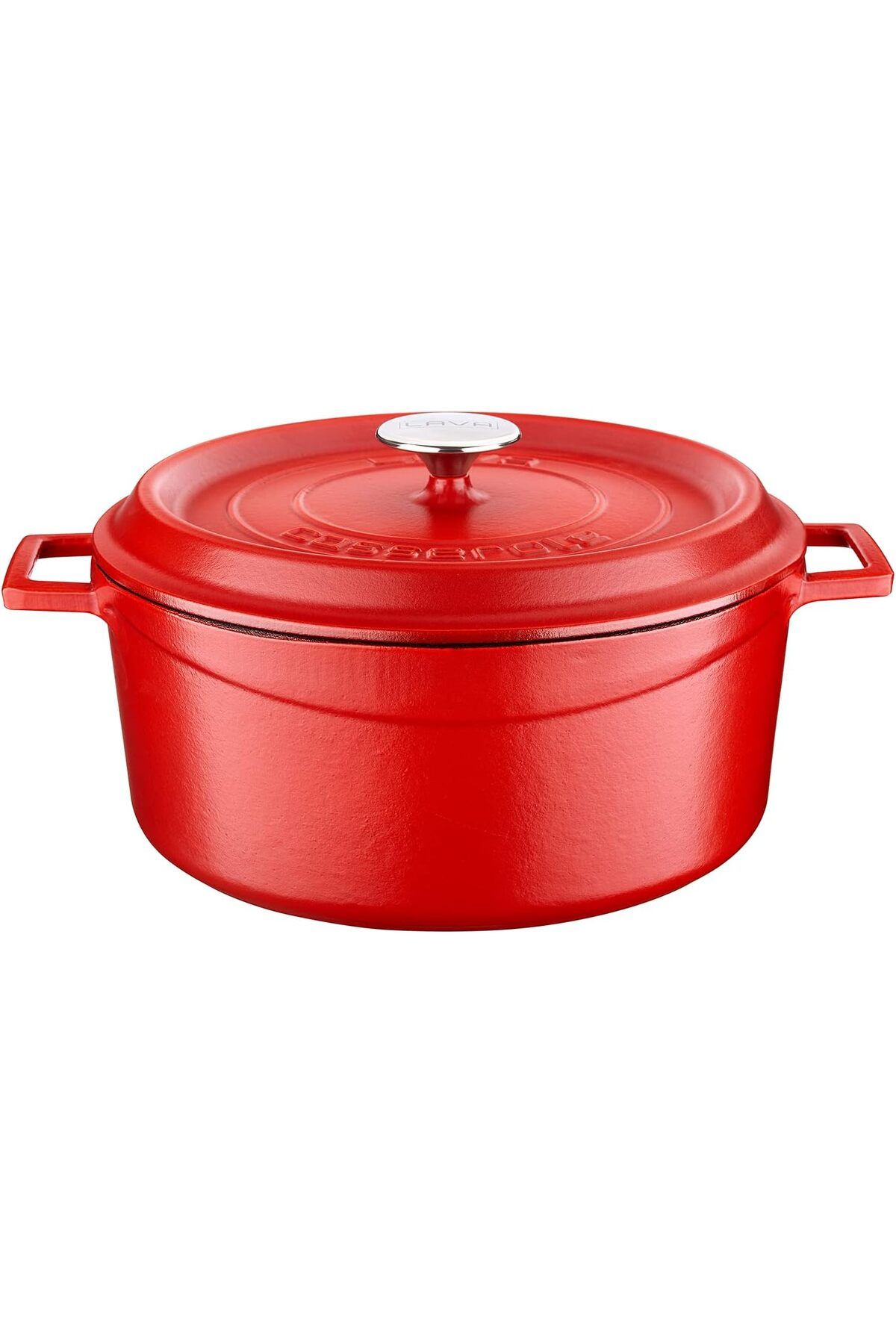 STOREMAX nslmshop Spring Serisi - Döküm Tencere, Yuvarlak, 28 cm, Mat Emaye, Parlak Siyah Taban, Kırmızı