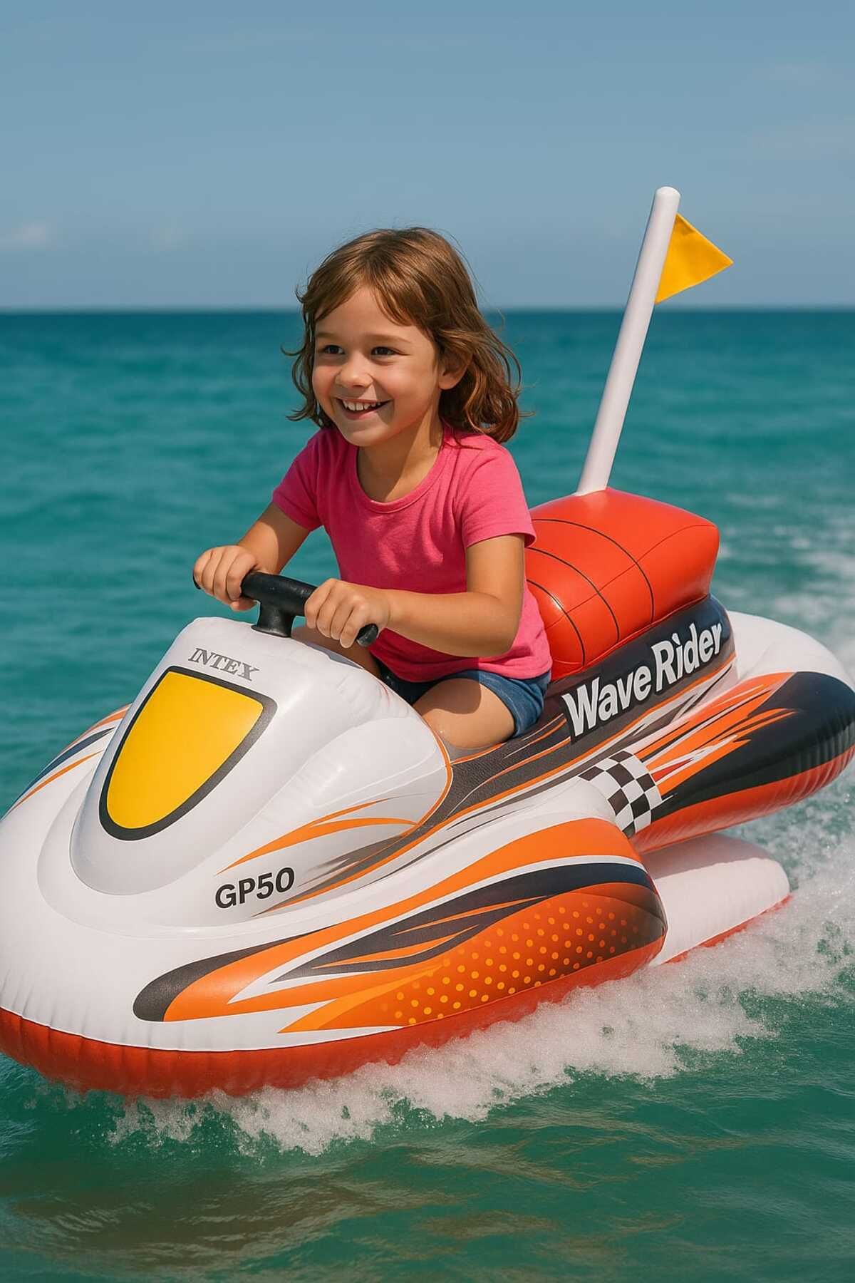 Intex Çocuklar İçin Şişme Deniz Botu Jet Ski Görünümlü – 117x77 cm | Max 40 kg | Deniz ve Havuz Oyuncağı