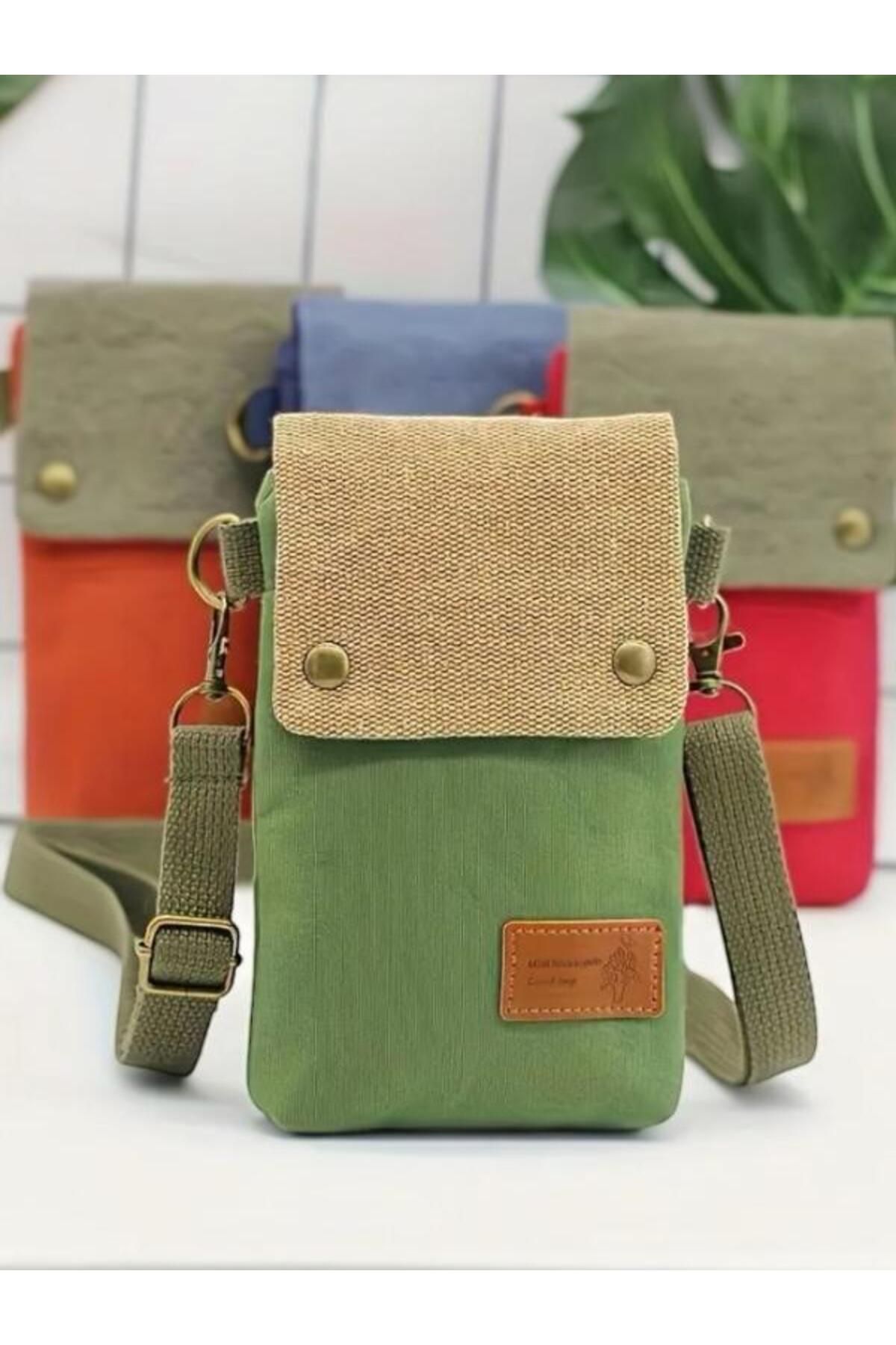 Mialos Heart Vintage Tasarım Çanta Ayarlanabilir Askı Çok Cepli Manyetik Kapamalı Dokulu Kumaş Çapraz Çanta
