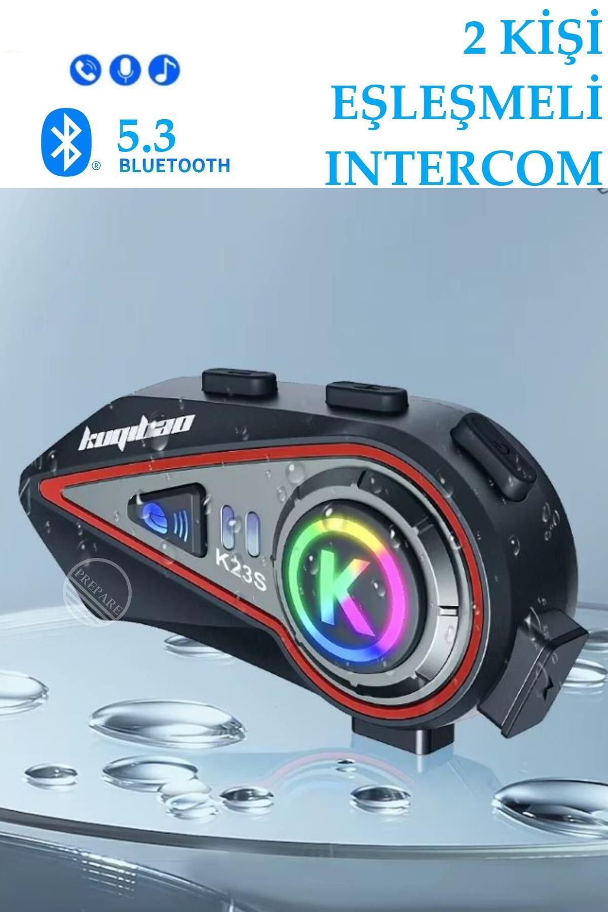 PREPARE 2 Kişi Eşleşmeli Intercom 1000 Metre Kask Kulaklığı Su Geçirmez Bluetooth 5.3 Motosiklet Kulaklık K2