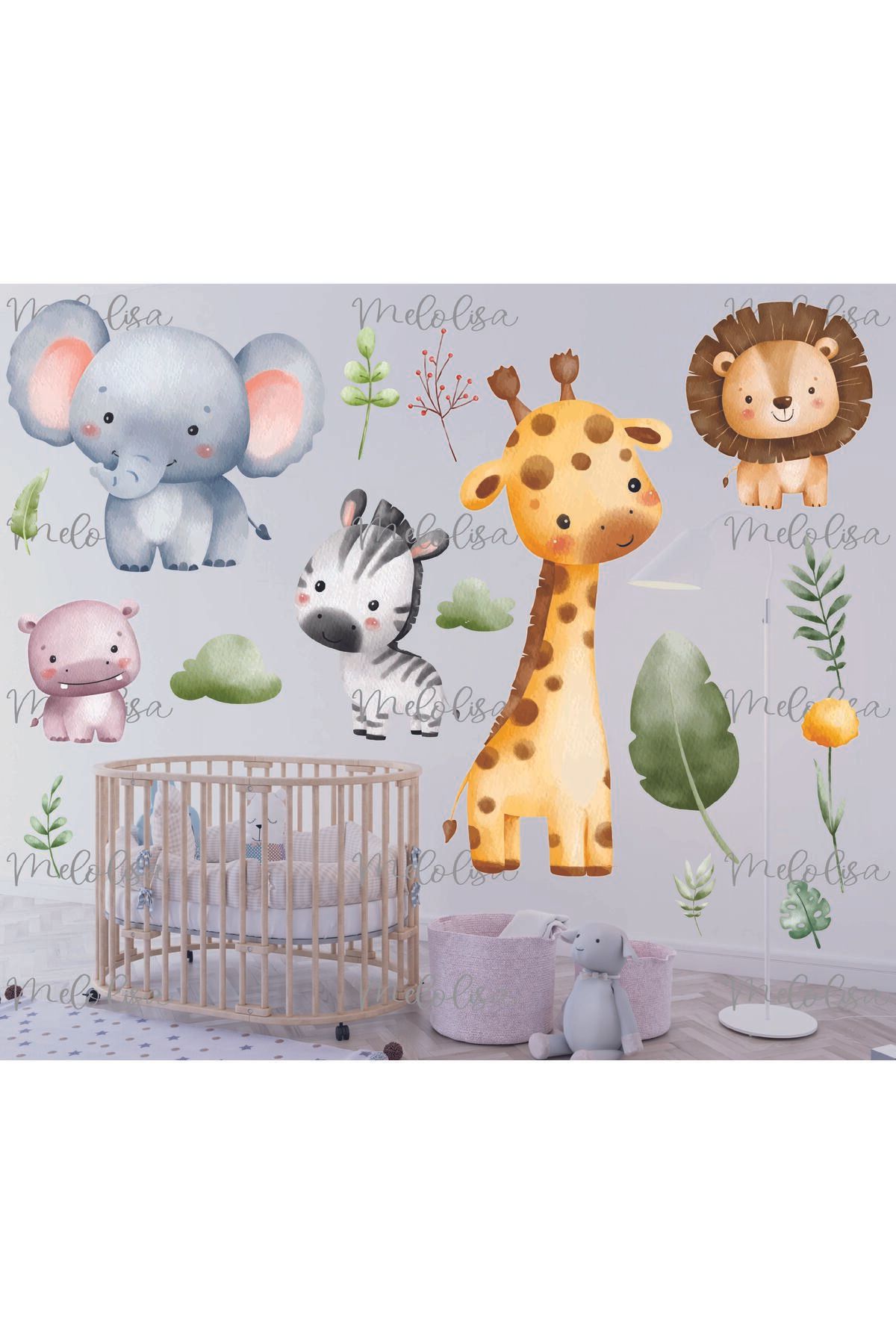 melolisa Safari Hayvanları Temalı Duvar Stickerı-SafariAnimalThemedWallSticker-ملصق حائط سفاري