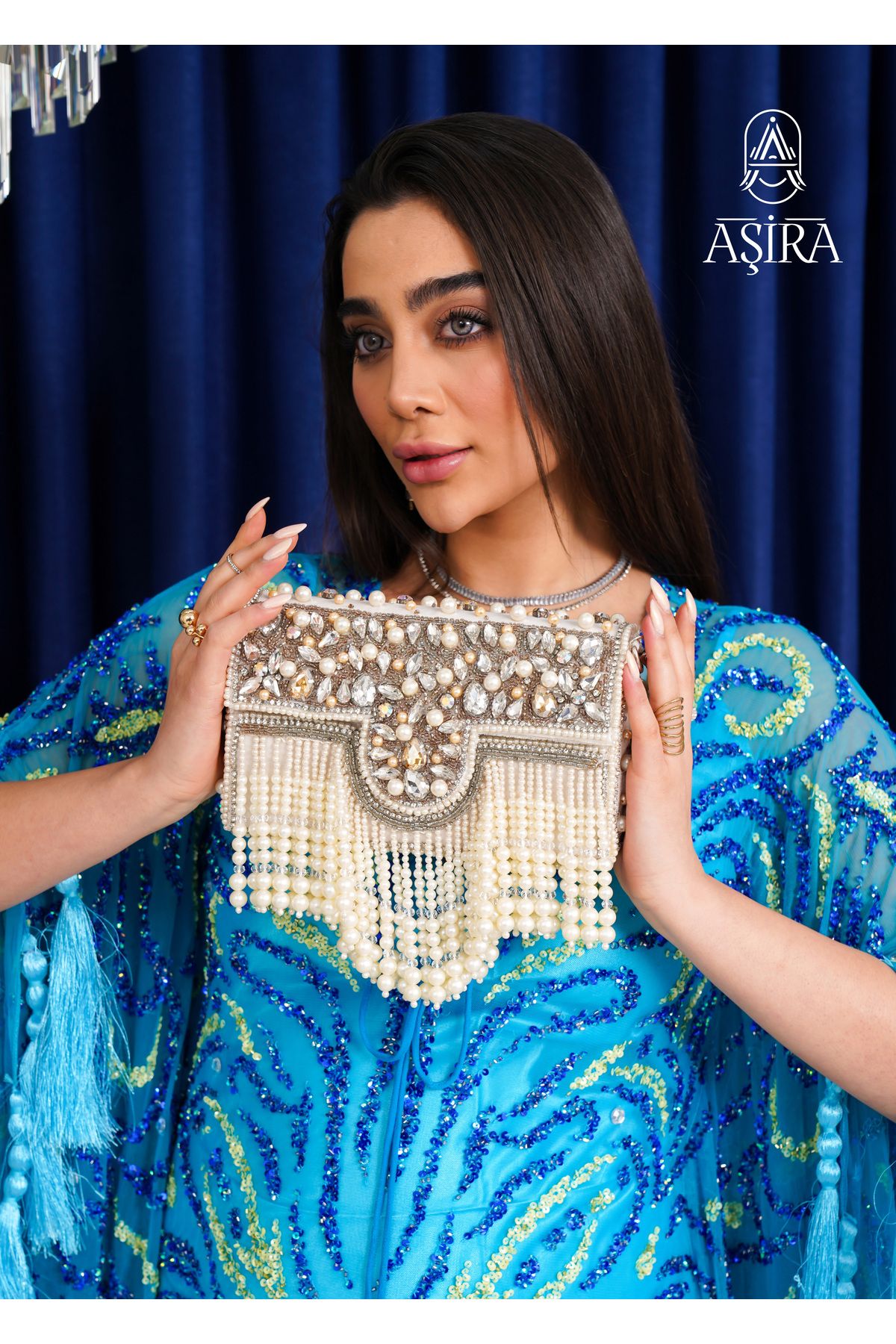 ASİRA Asira Kristal Pearl Clutch – İnci ve Taş Detaylı Özel Gece Çantası