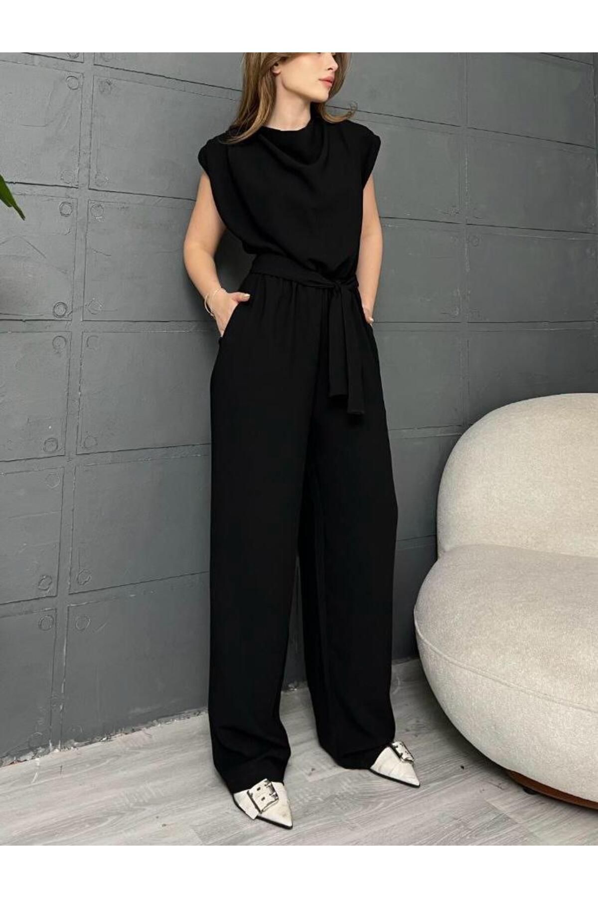 SUYA US WEAR Krep Kumaş Vatkalı Belden Bağlama Detaylı Premium TULUM