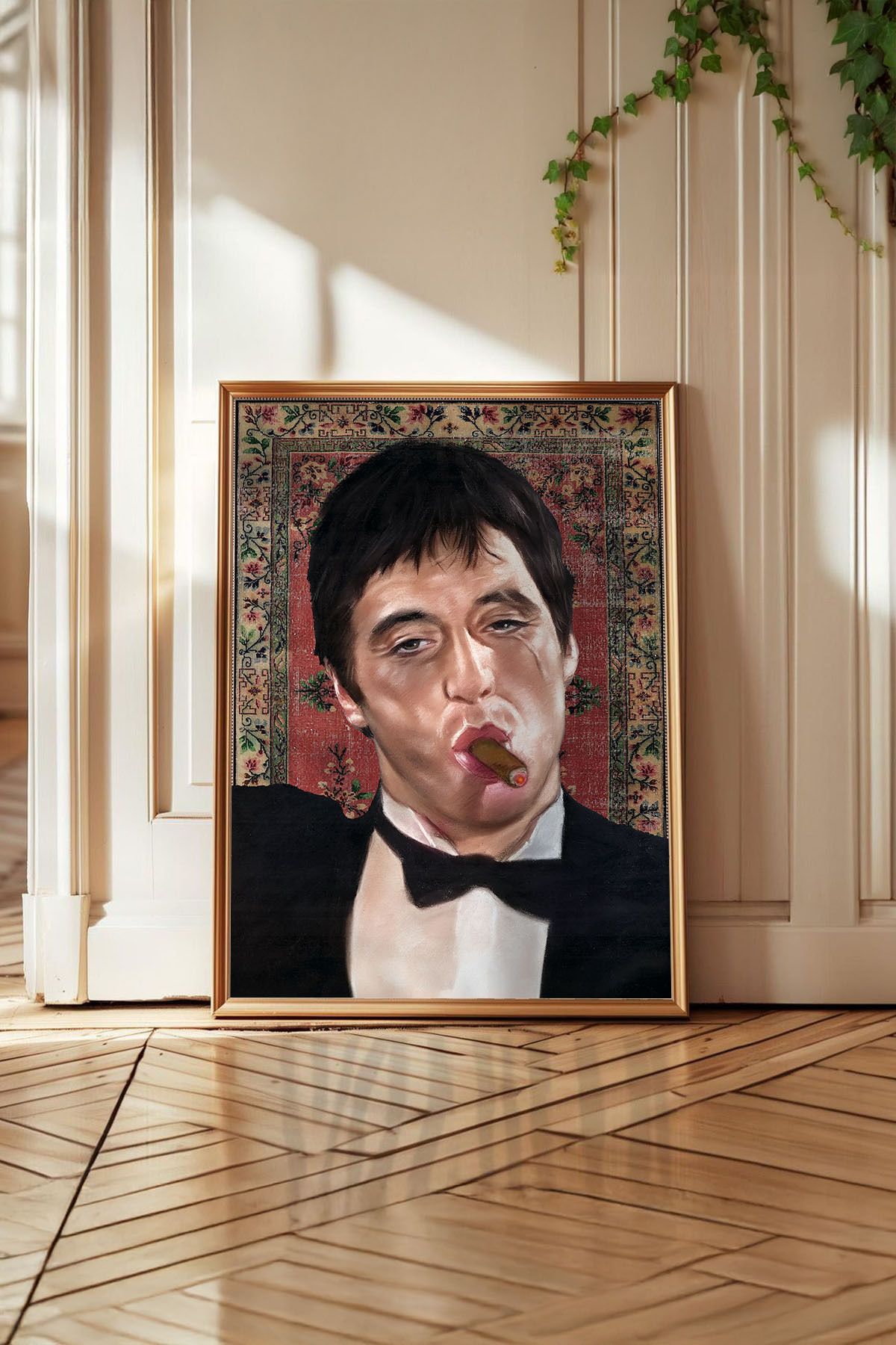 Huca Scarface - Tony Montana- İran Halısı Poster - Resim Yapılmış Halı - Al Pacino - Vintage - Boho