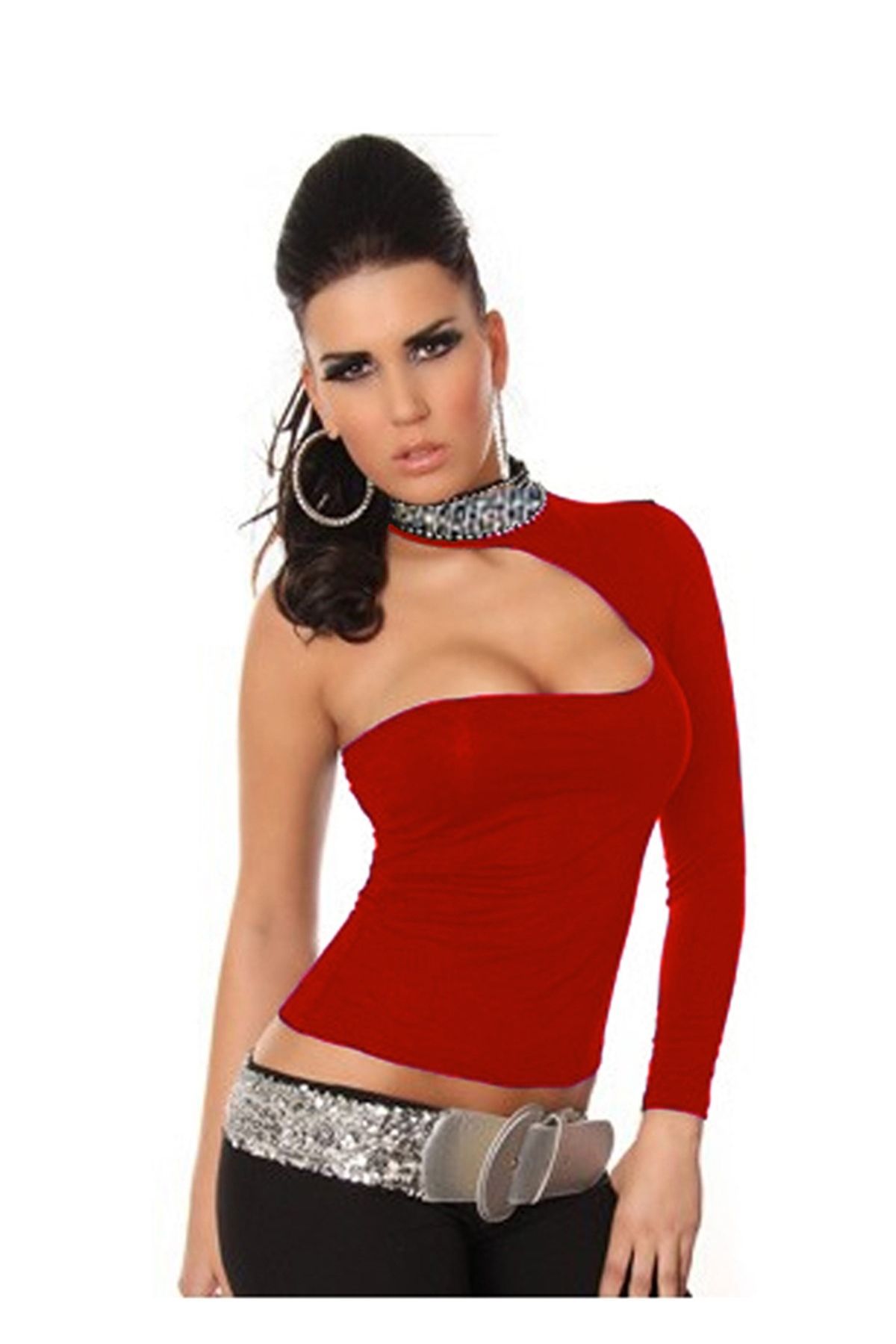 Moda Şahsenem B101432 Pul Payet Aksesuarlı Bluz