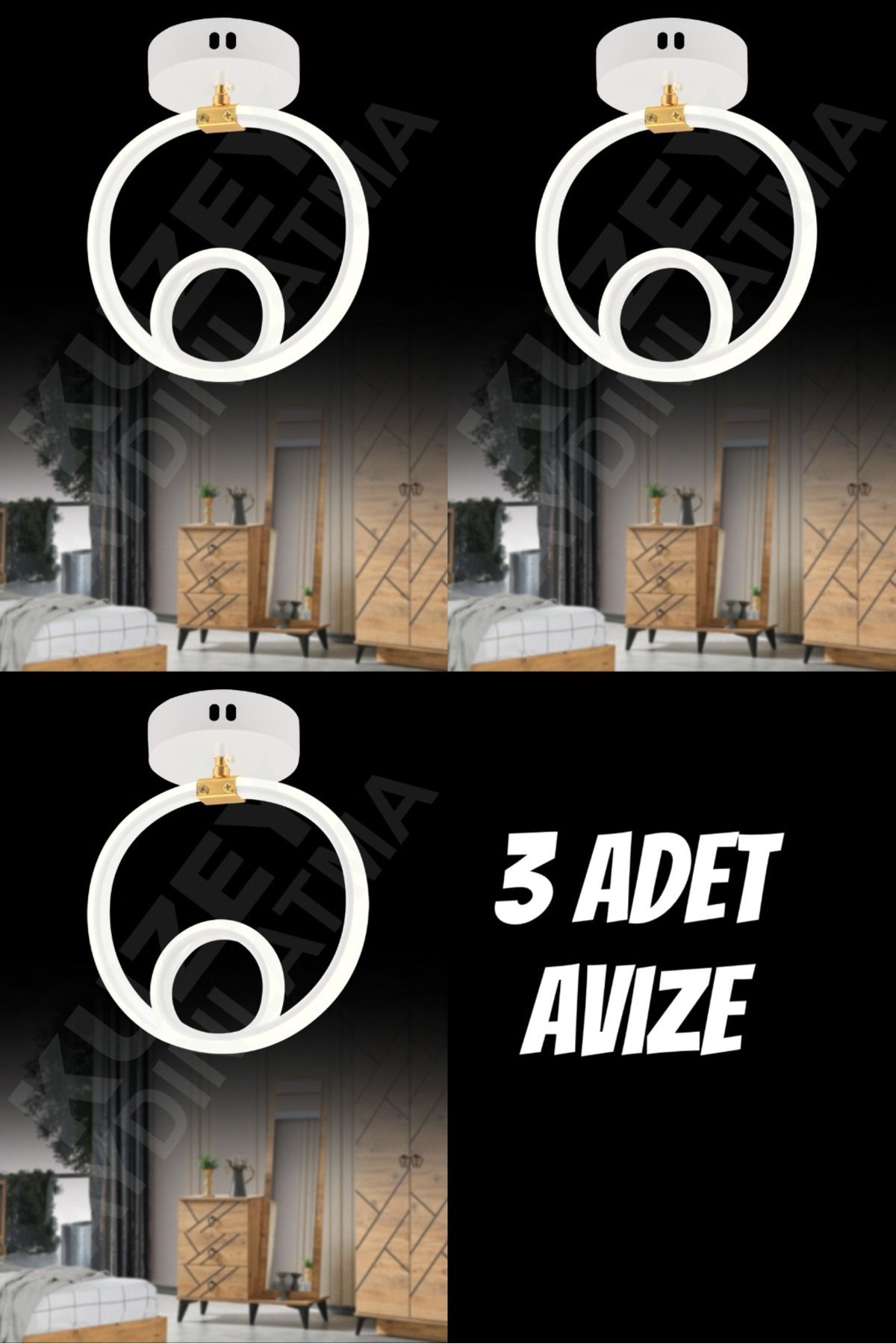KUZEY AYDINLATMA 3 ADET TEKLİ BEYAZ IŞIKLI LED AVİZE