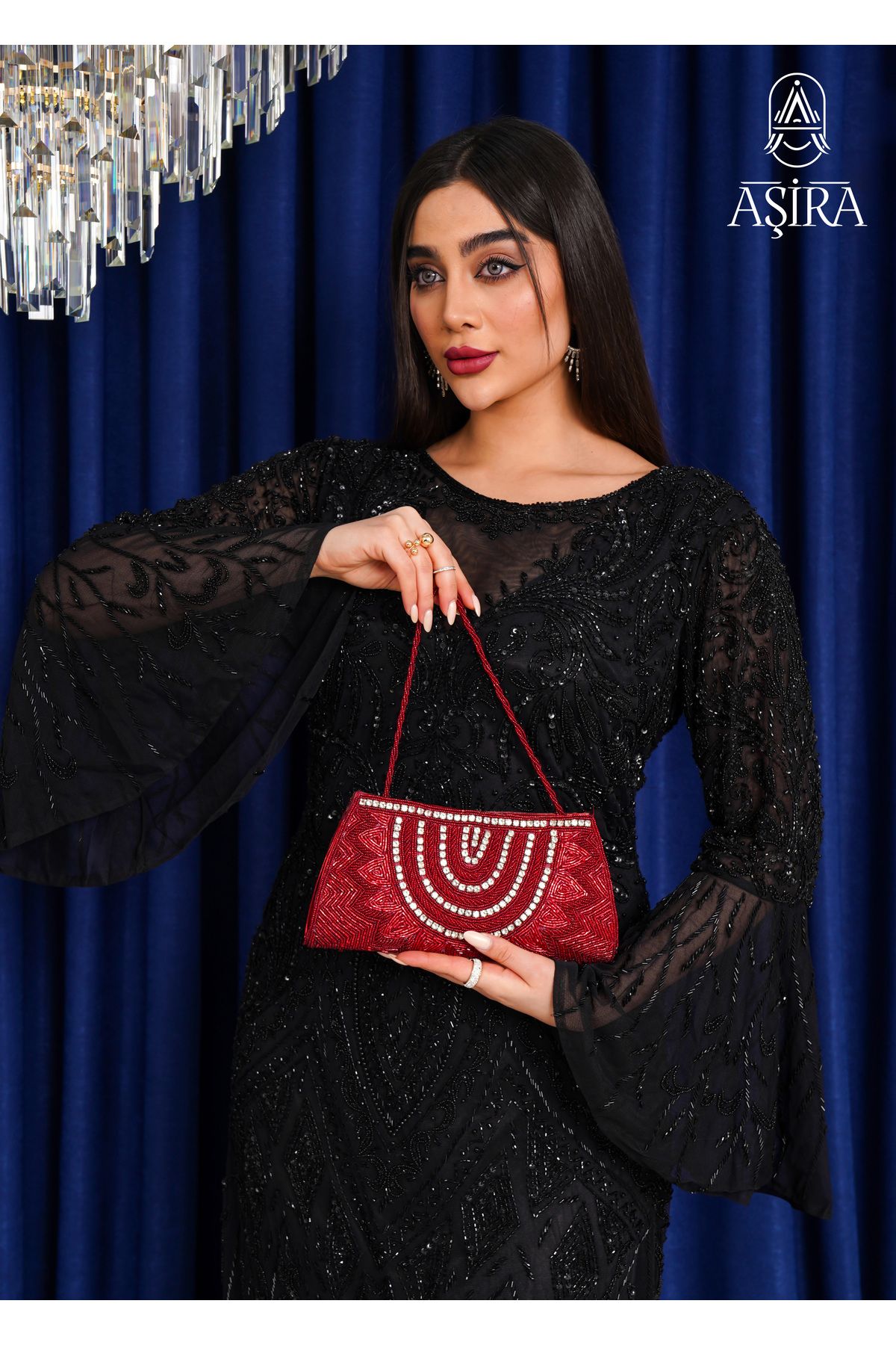 ASİRA Aşira Ruby Işıltılı Dubai Gece Çanta