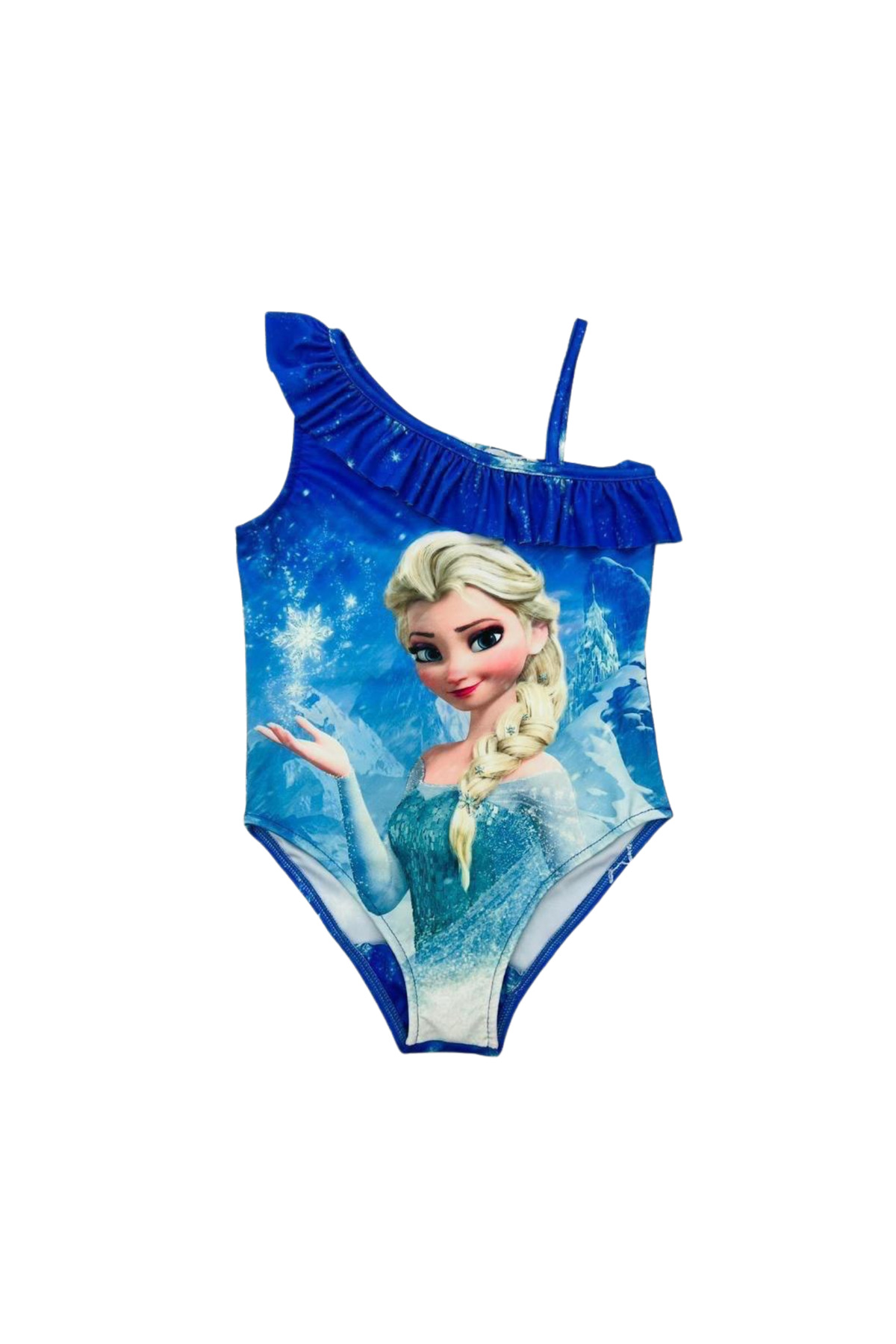 Bebetopya Frozen Elsa Karakterli Kız Çocuk Bebek Mayo Yarım Kol Fırfırlı fotoğrafı 2 (önizleme)