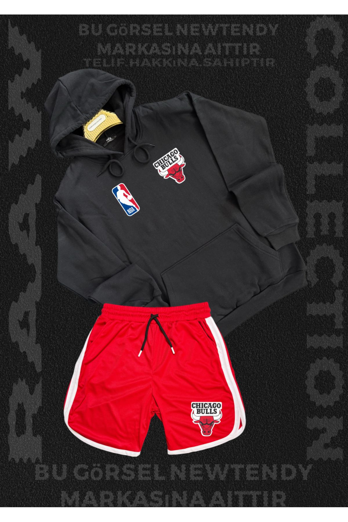 Minikelya Chigago bulls taraftarlar için takım sweatshirt şort kombin set 2li ürün