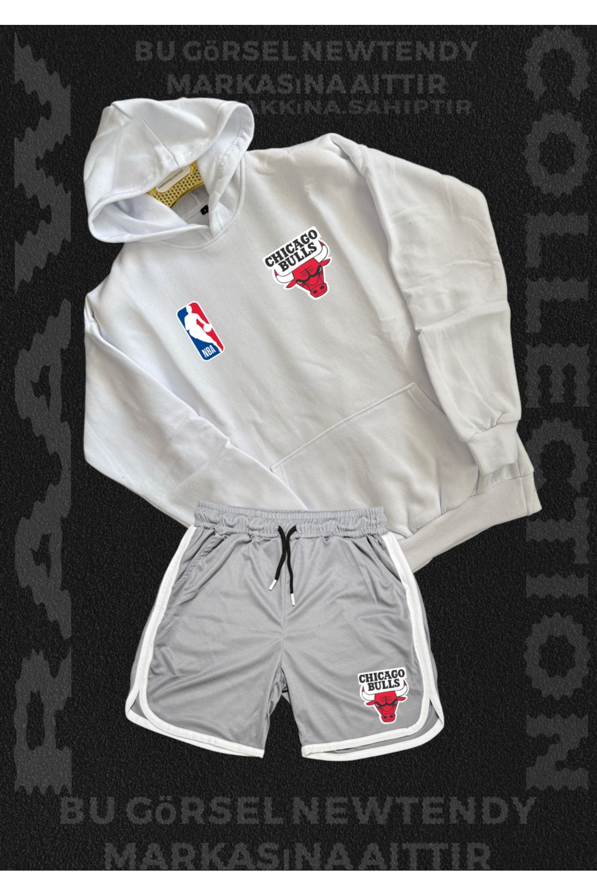 Minikelya Chigago bulls taraftarlar için takım sweatshirt şort kombin set 2li ürün