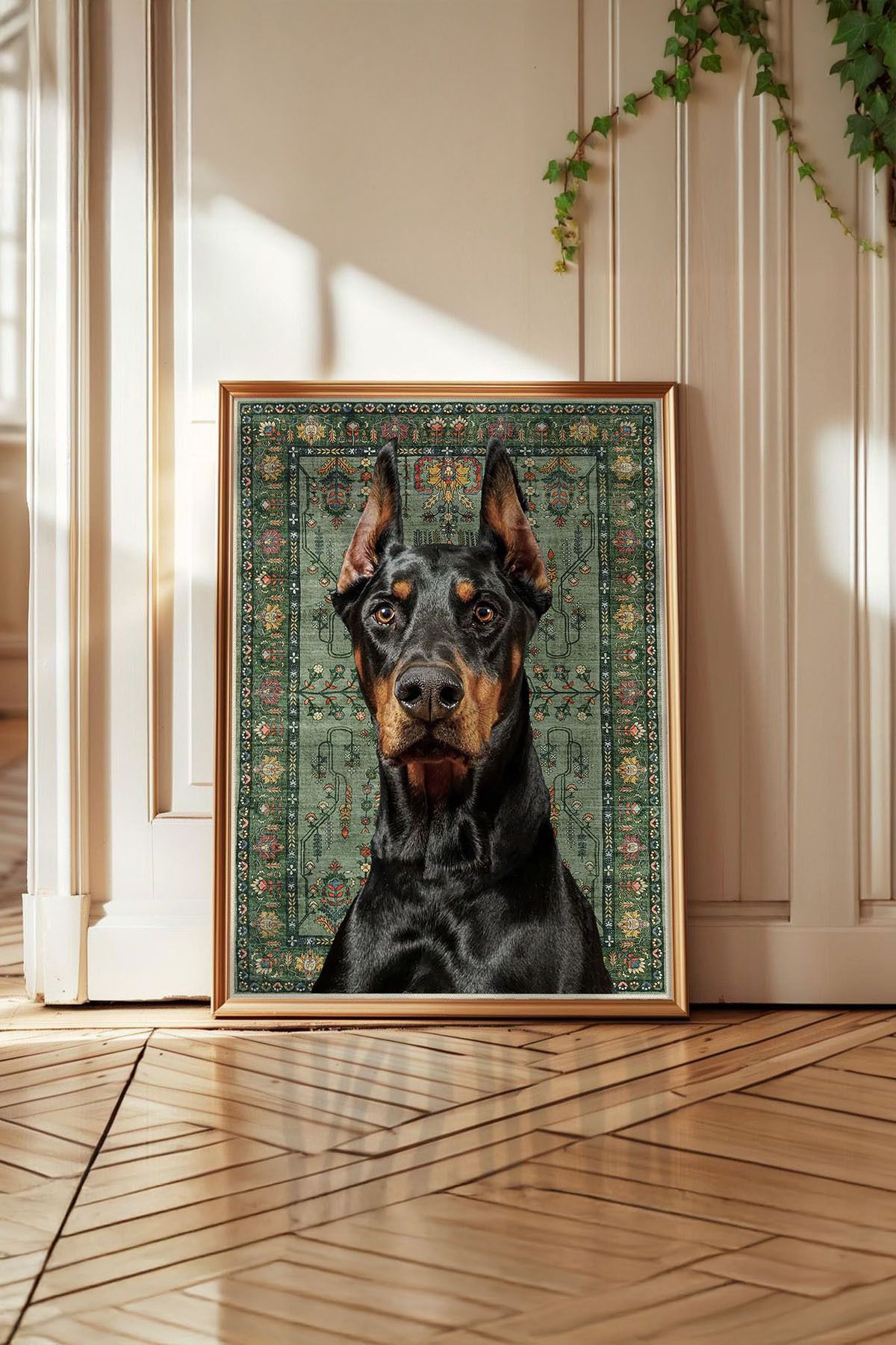 Huca Doberman İran Halısı Poster - Resim Yapılmış Halı - Al Pacino - Vintage - Boho