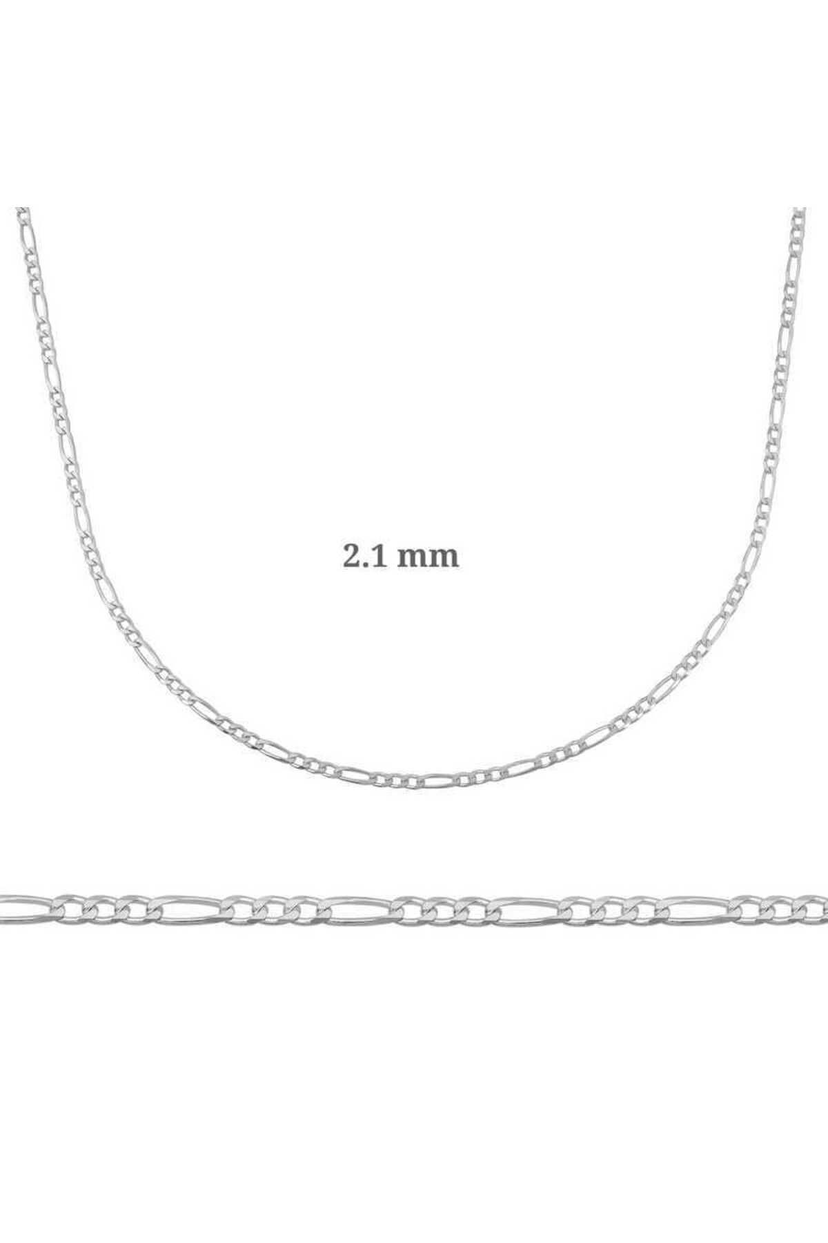 S PAZARIM 2.10 mm Gümüş Figaro Zincir - 0.60 mikron