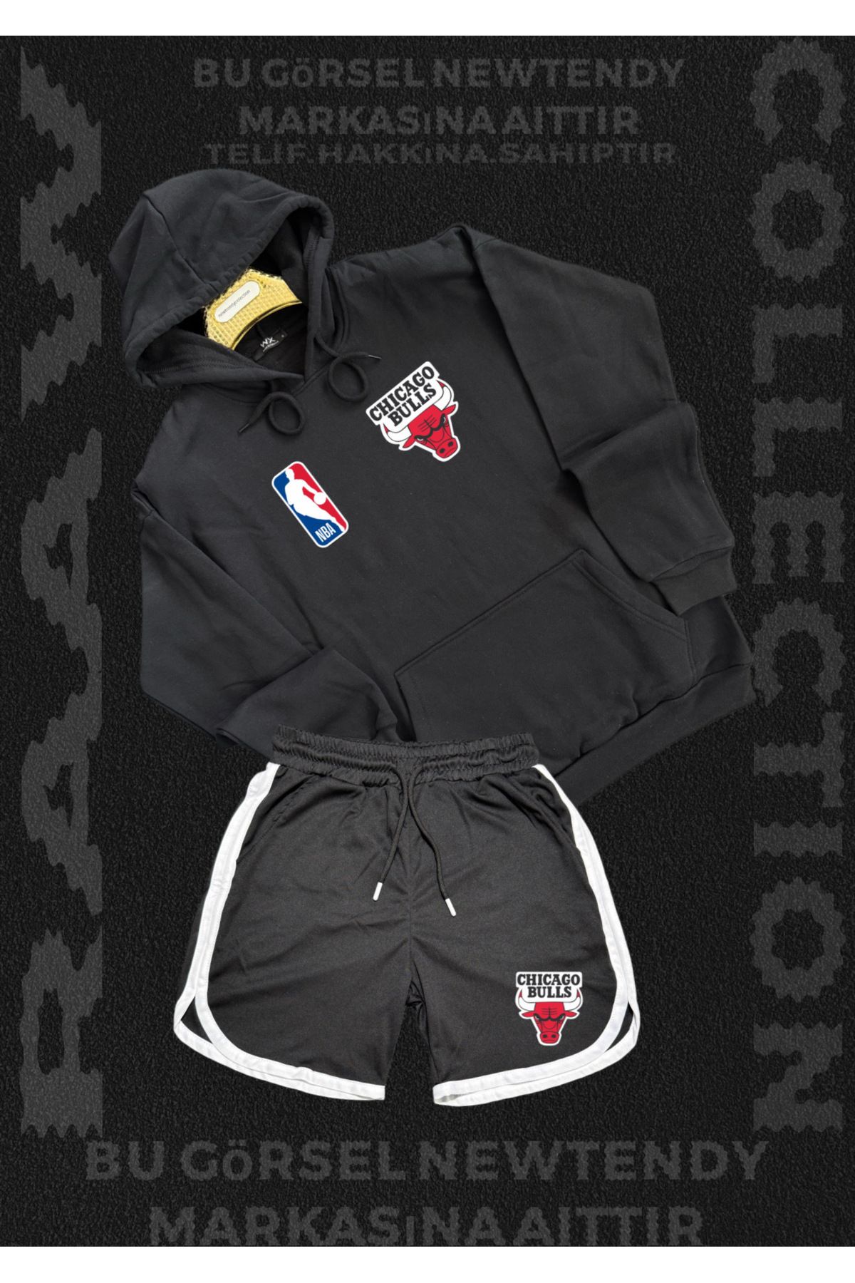Minikelya Chigago bulls taraftarlar için takım sweatshirt şort kombin set 2li ürün