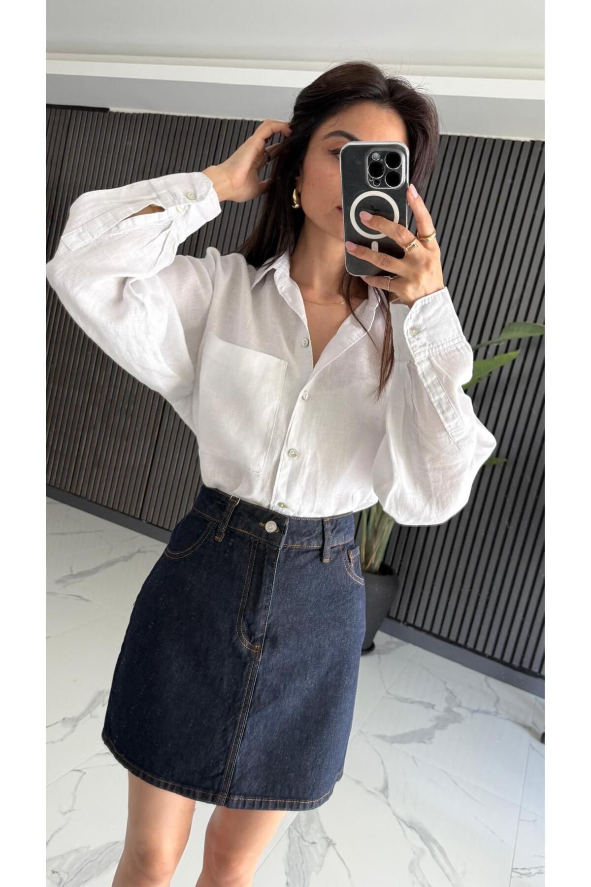 Butik Denim Mini Etek