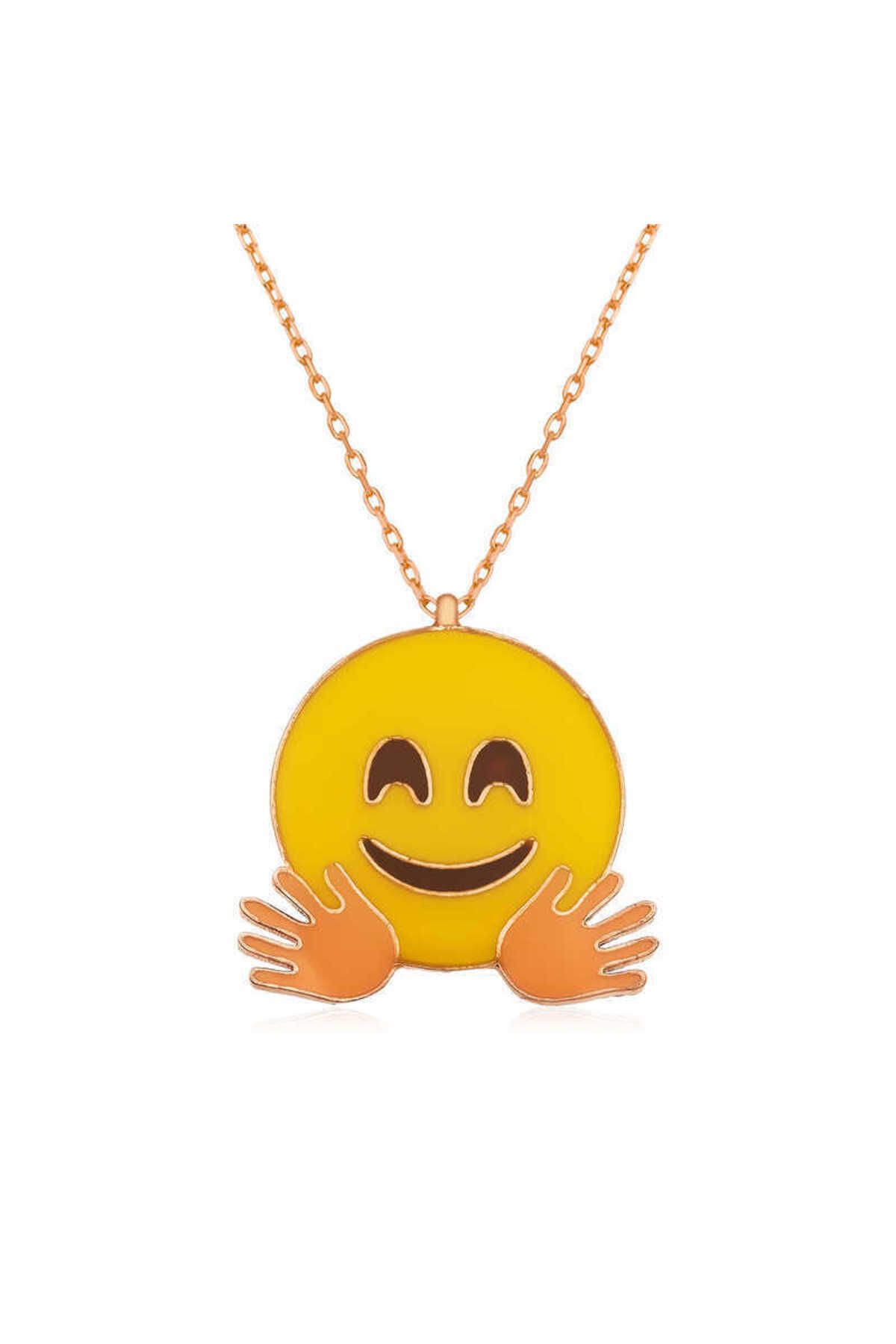 S PAZARIM Gümüş Rose El Sallayan Emoji Kolye