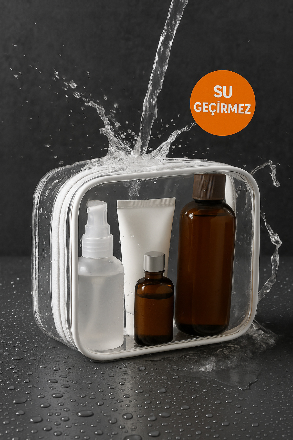 Su Geçirmez Pvc Makyaj Ve Organizer Düzenleyici Seyahat Çantası — سفید beyaz01 — تصویر 4 از 5