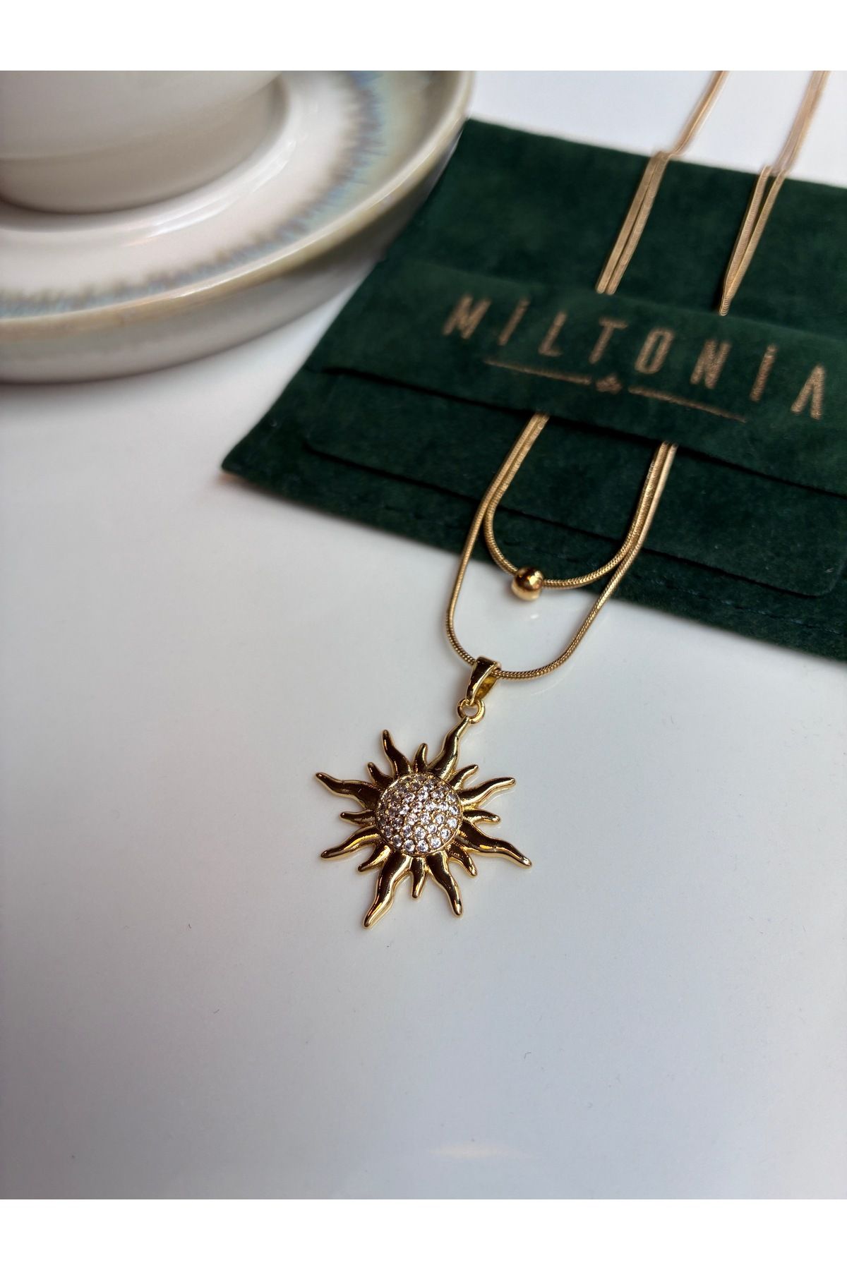 Miltonia Güneş İkili Zincir Çelik Kolye