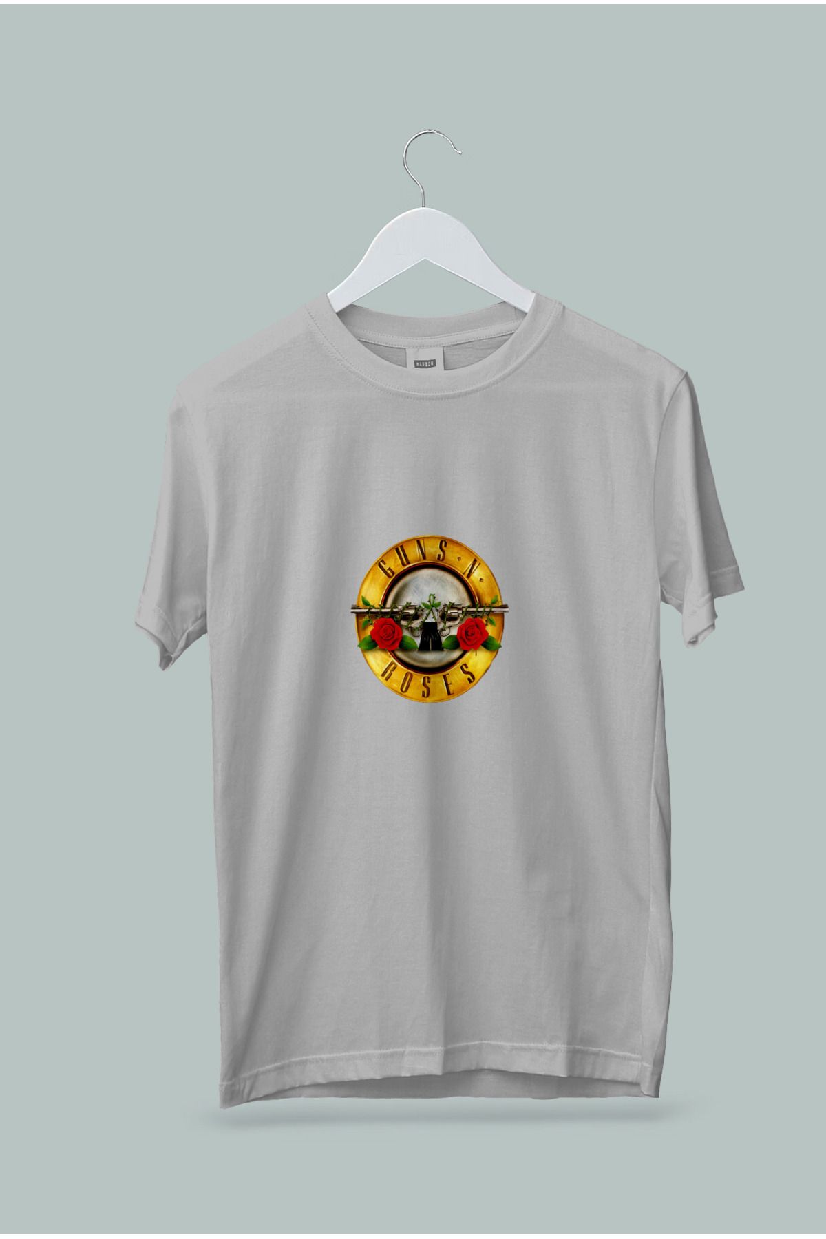 Maki Home Makiteks Kaliteli Penye Kadın Erkek Unisex Yetişkin Baskılı Beyaz Gri Siyah Tshirt Guns N Roses