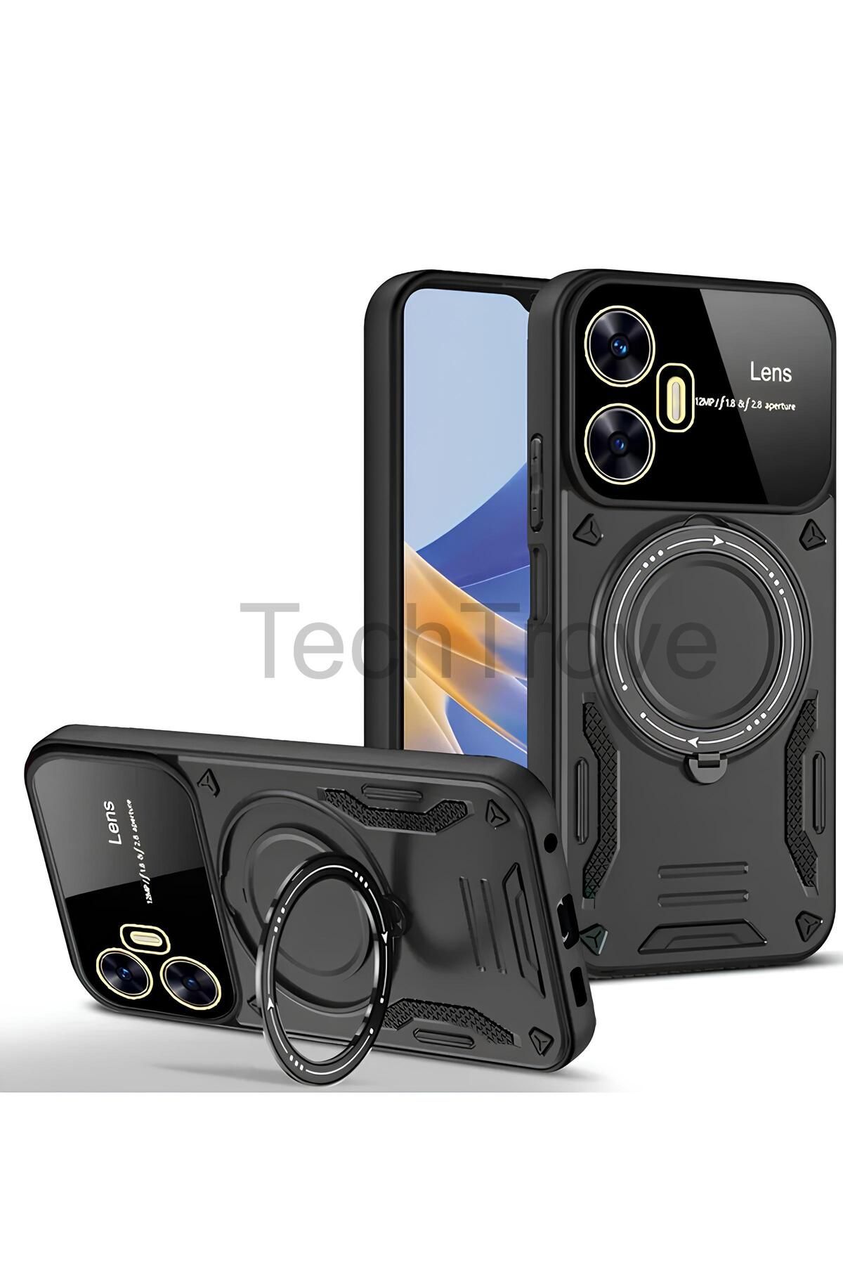 TechTrove Realme C55 Kılıf Kamera Korumalı Stand Özellikli Maksimum Darbe Korumalı Kapak