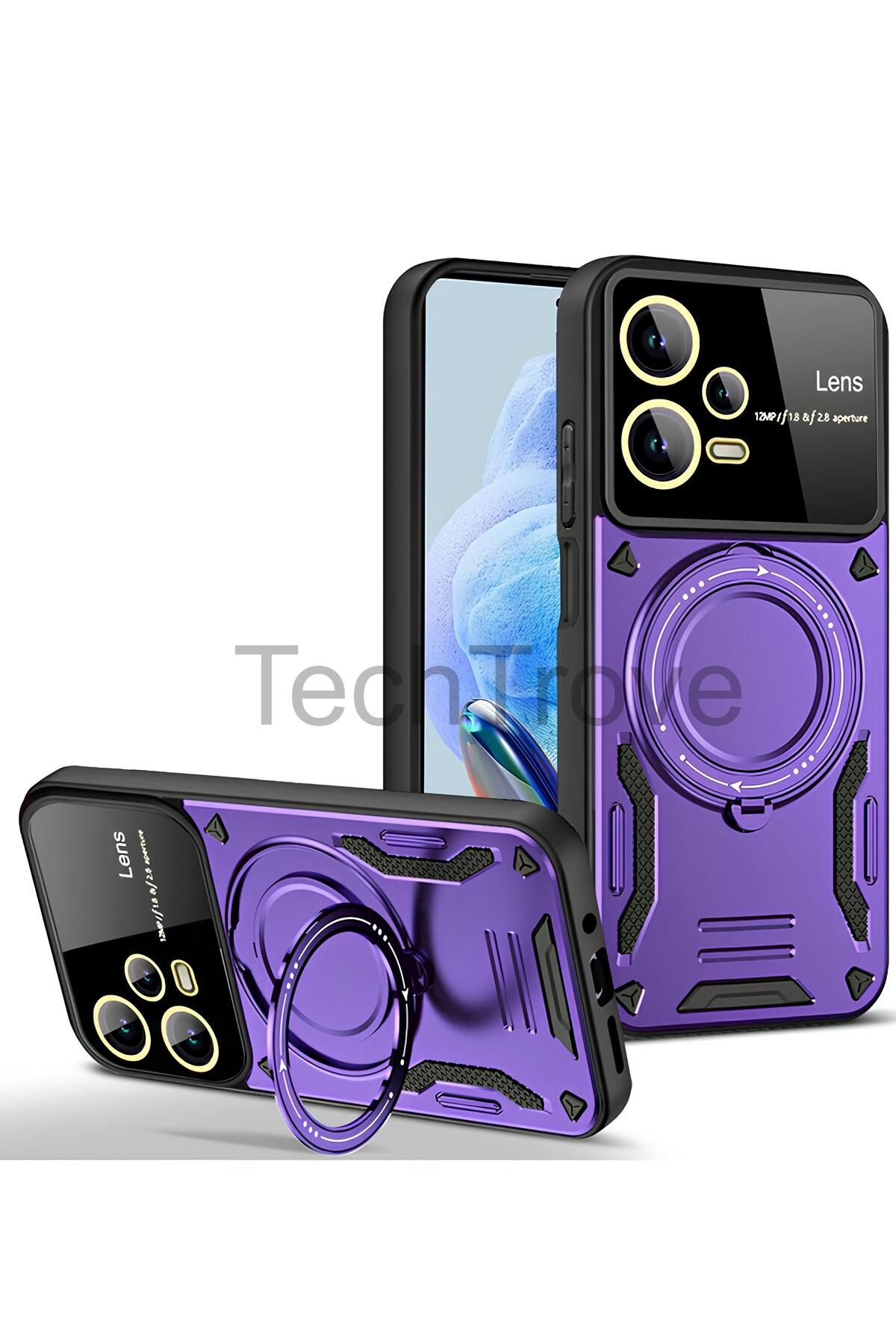 TechTrove Xiaomi Redmi Note 12 Pro 5G Kılıf Kamera Korumalı Stand Özellikli Maksimum Darbe Korumalı Kapak