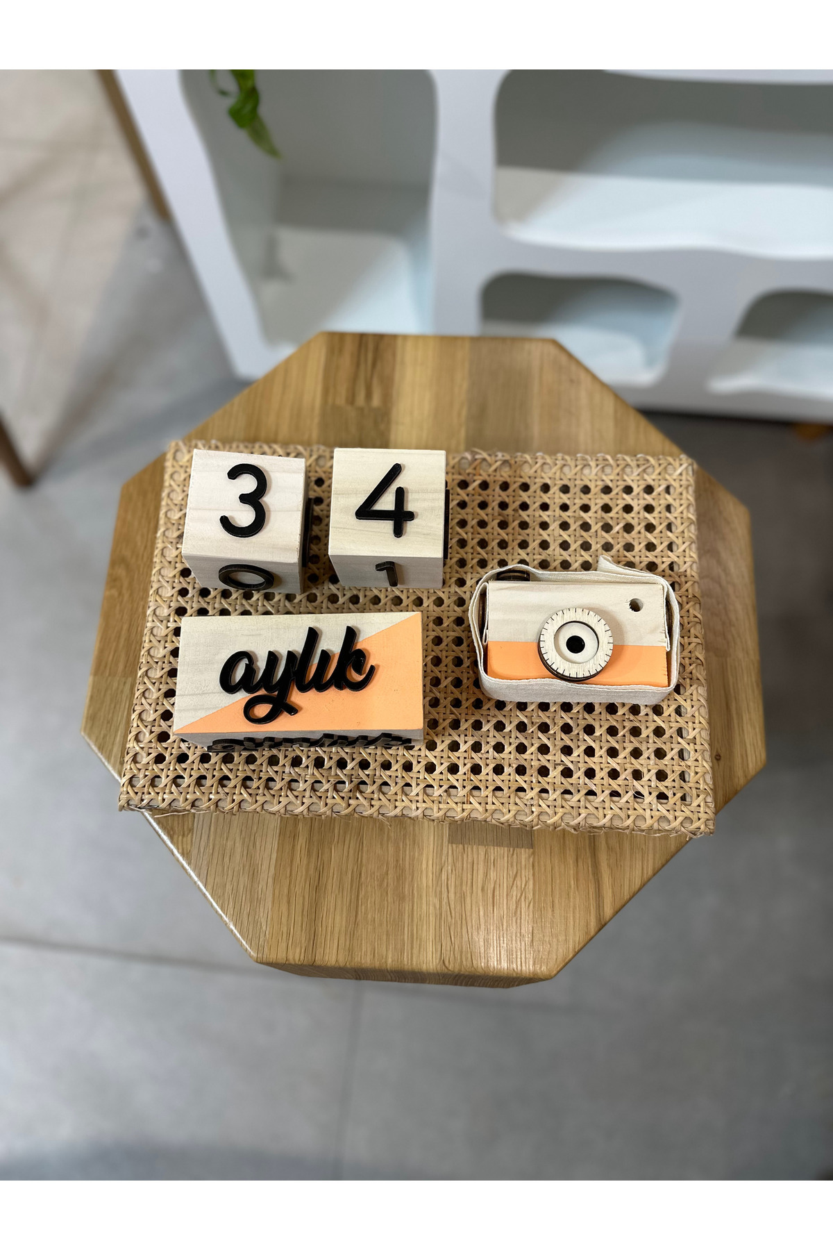 Baykuş Craft Mimarlık İsimli - 3 Boyutlu Bebek Ahşap Hatıra Küpü Anı Küpü Ahşap Fotoğraf Makinesi Seti/türkçe/vintage fotoğrafı 2 (önizleme)