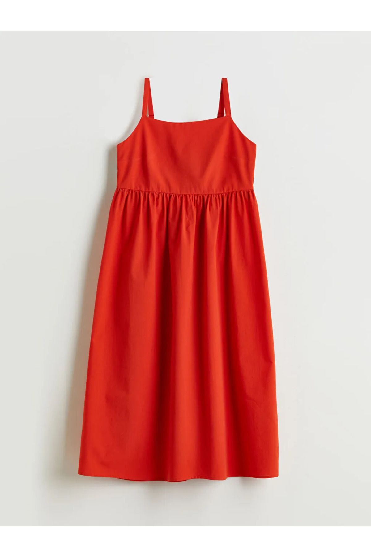 LC Waikiki LCW Comfort Mercan Kare Yaka Poplin Elbise