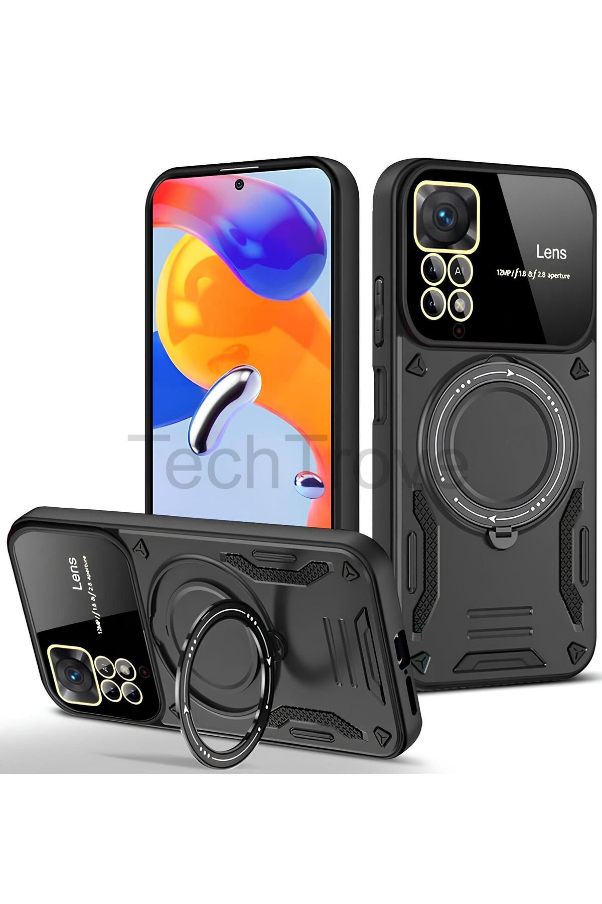 TechTrove Xiaomi Redmi Note 12 Pro 4G Kılıf Kamera Korumalı Stand Özellikli Maksimum Darbe Korumalı Kapak