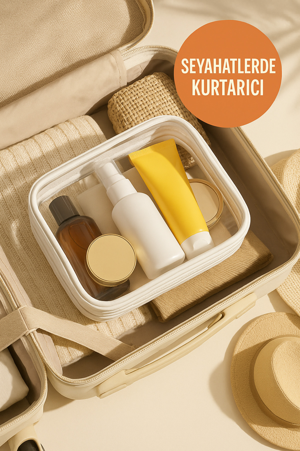 Su Geçirmez Pvc Makyaj Ve Organizer Düzenleyici Seyahat Çantası — سفید beyaz01 — تصویر 3 از 5