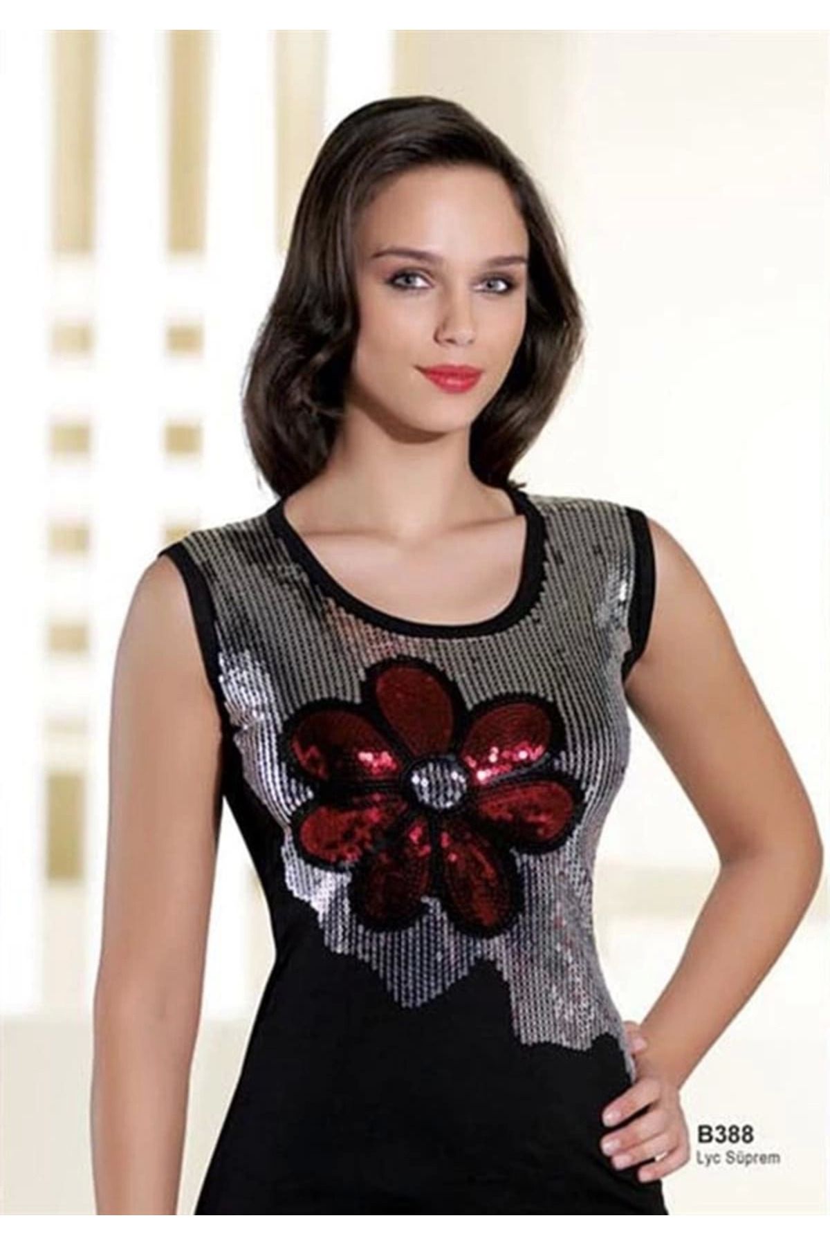 Moda Şahsenem Şahinler Simli Sıfır Kol Atlet B388