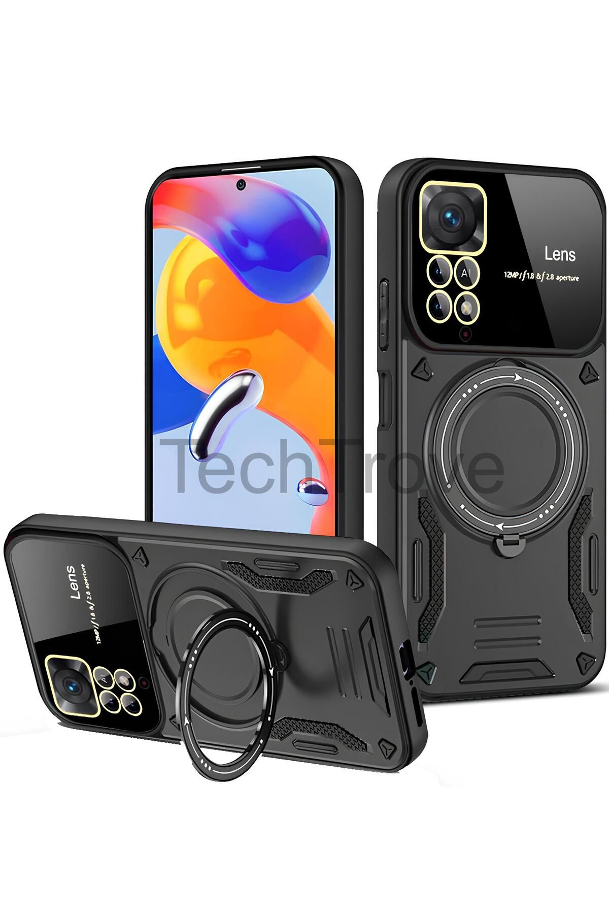 TechTrove Xiaomi Redmi Note 11 Pro Kılıf Kamera Korumalı Stand Özellikli Maksimum Darbe Korumalı Kapak