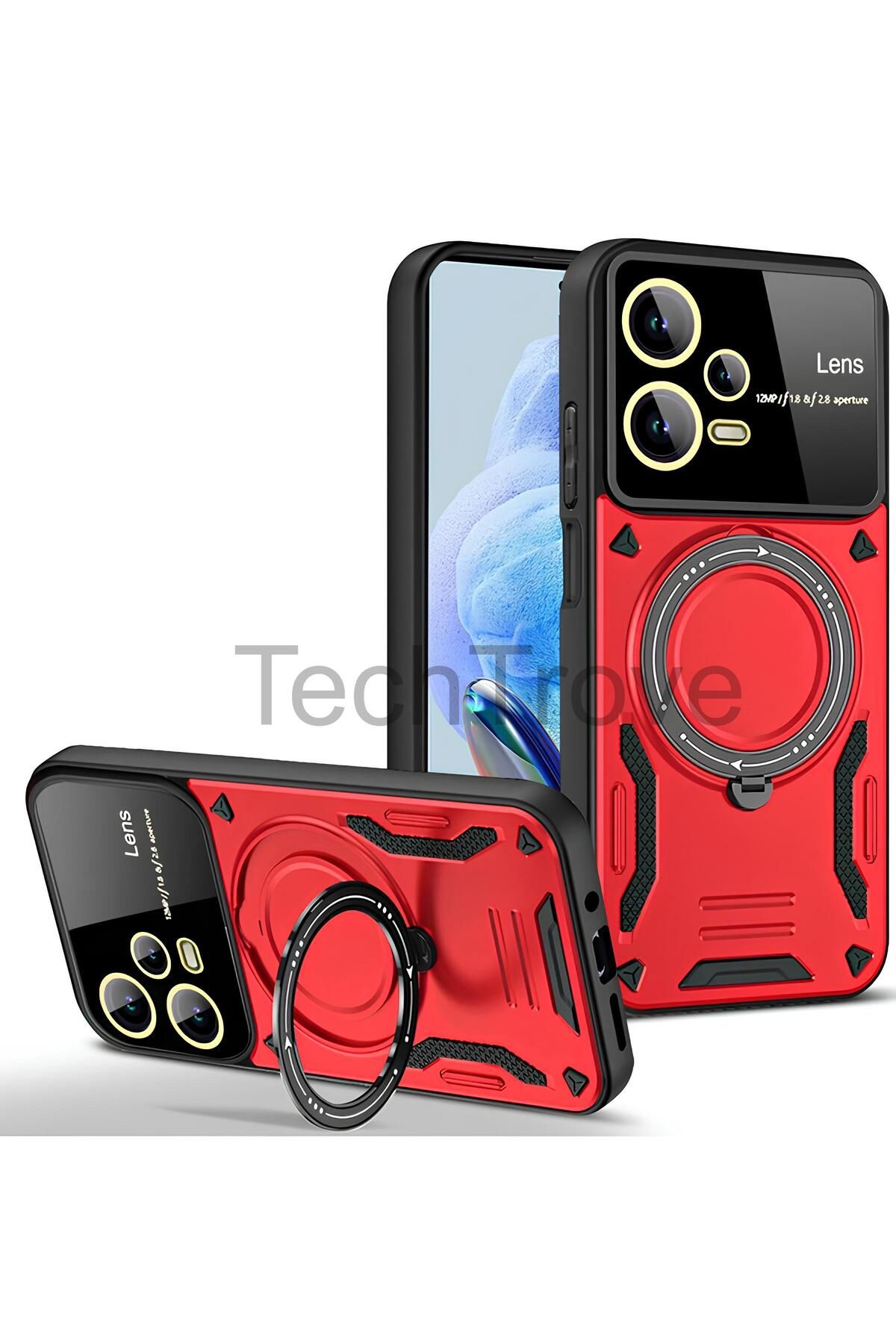 TechTrove Xiaomi Redmi Note 12 Pro 5G Kılıf Kamera Korumalı Stand Özellikli Maksimum Darbe Korumalı Kapak