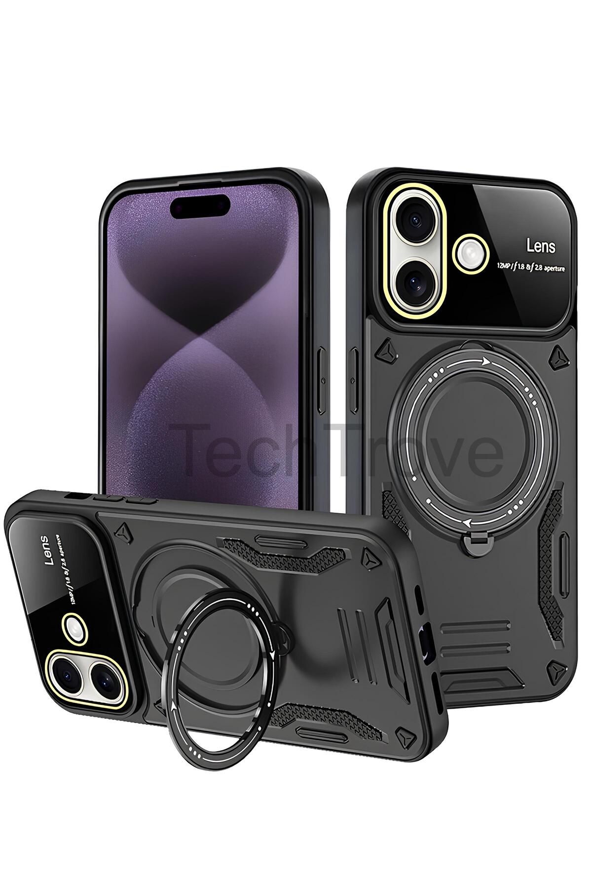 TechTrove iPhone 16 Kılıf Kamera Korumalı Stand Özellikli Maksimum Darbe Korumalı Kapak