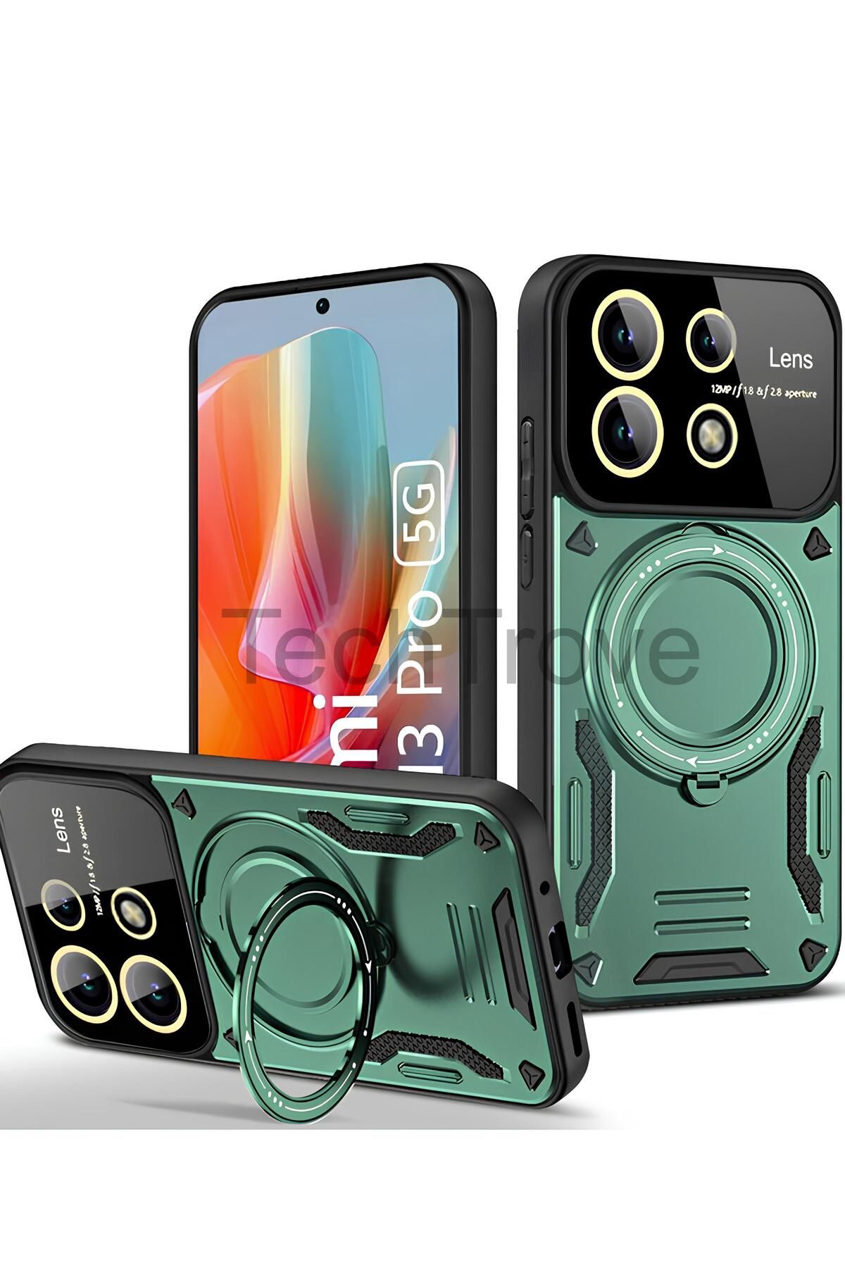 TechTrove Xiaomi Redmi Note 13 Pro 5G Kılıf Kamera Korumalı Stand Özellikli Maksimum Darbe Korumalı Kapak