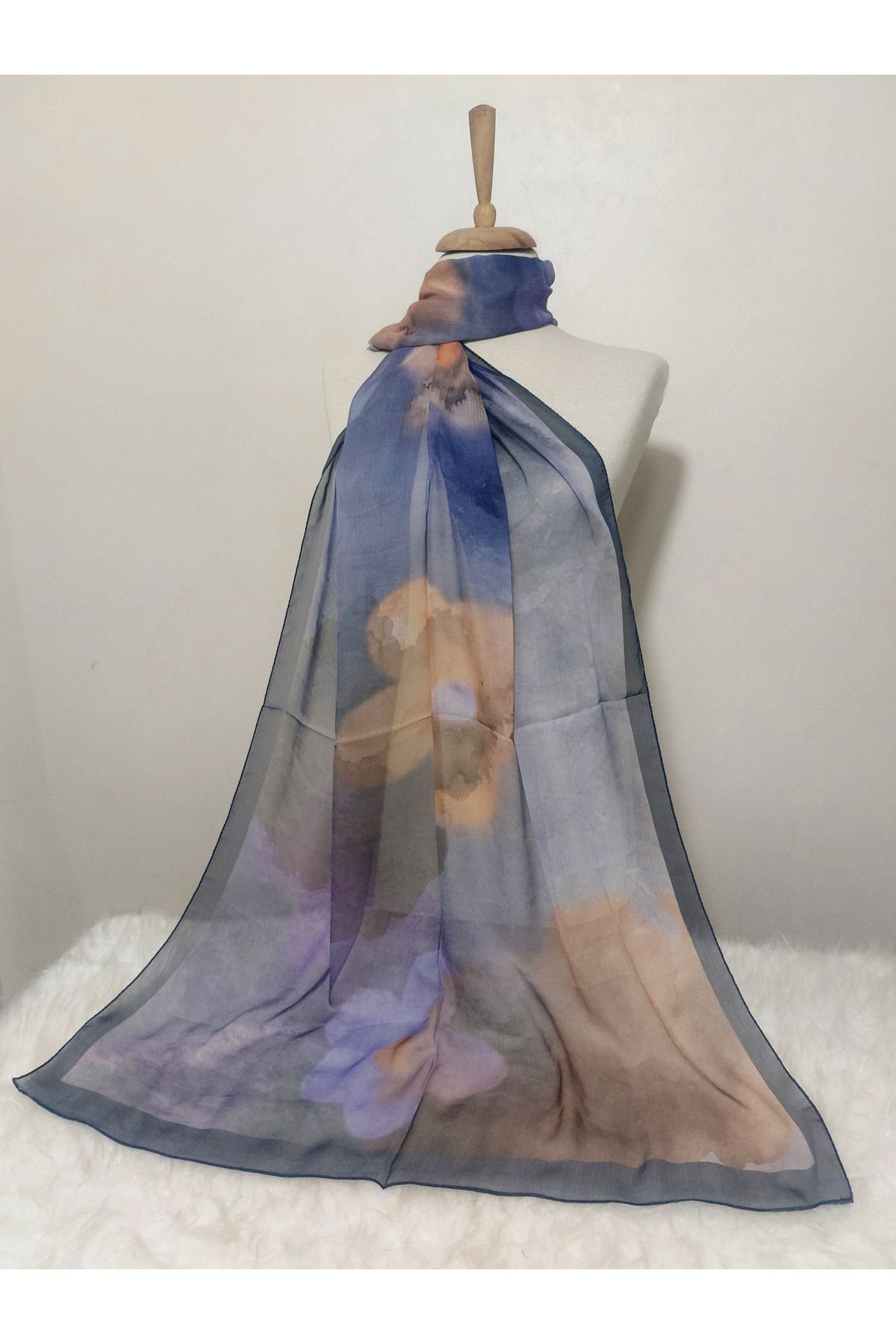 REMOMODA-Patterned Watercolor Chiffon Shawl High Quality, Fine Texture Soft Chiffon 3