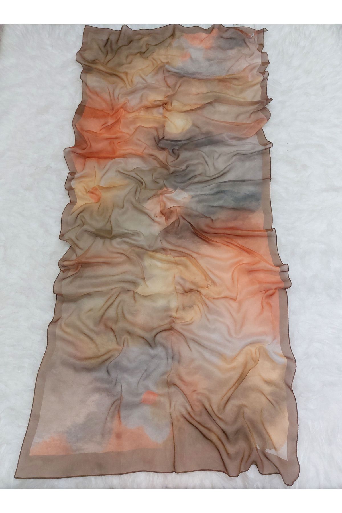 REMOMODA-Patterned Watercolor Chiffon Shawl High Quality, Fine Texture Soft Chiffon 2