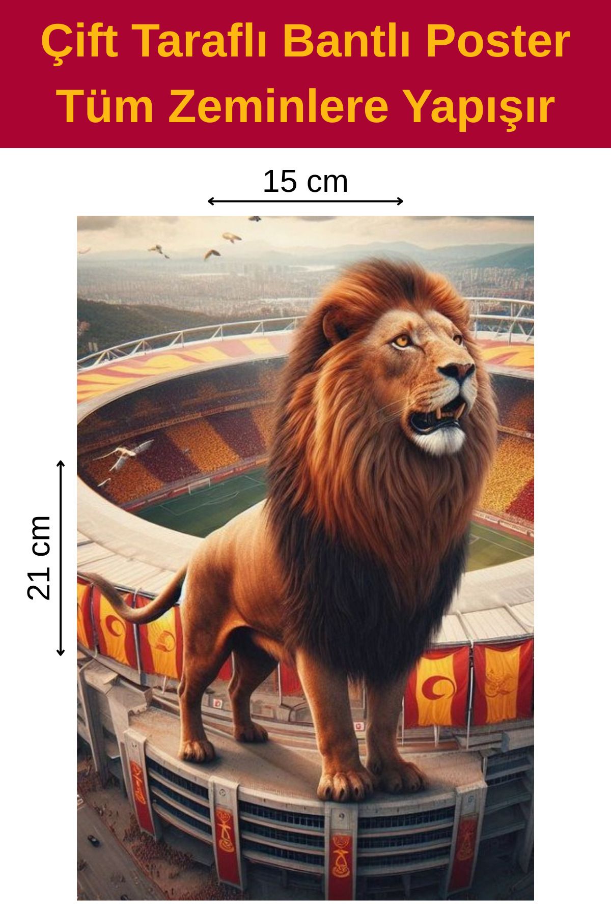 Welly Jones Aslan 1, Çift Taraflı Bantlı, Tüm Zeminlere Yapışır, (15 x 21 cm)
