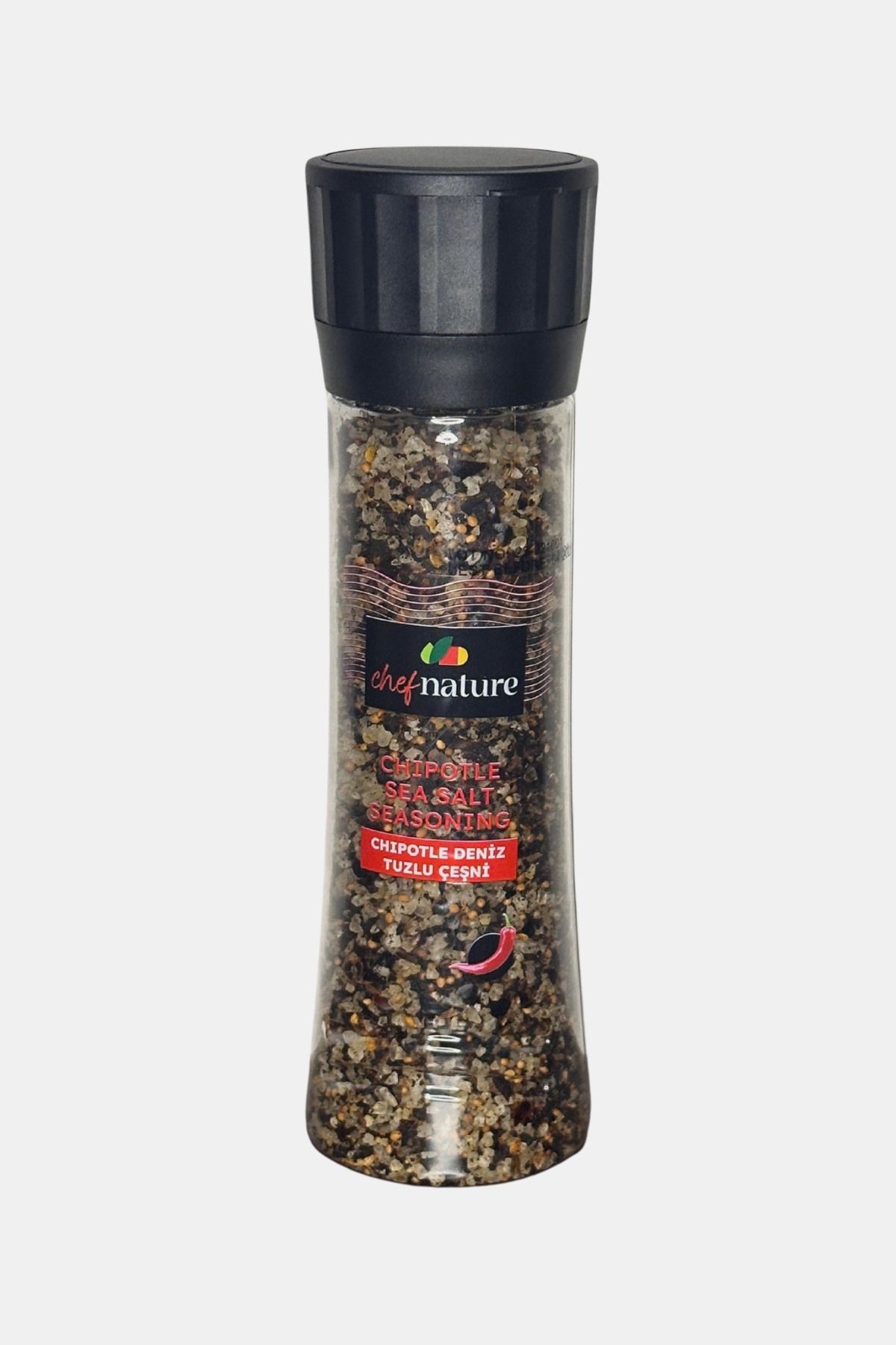 Chef Nature Chipotle Baharatlı Öğütme Deniz Tuzu Çeşni 300g Cam Değirmen