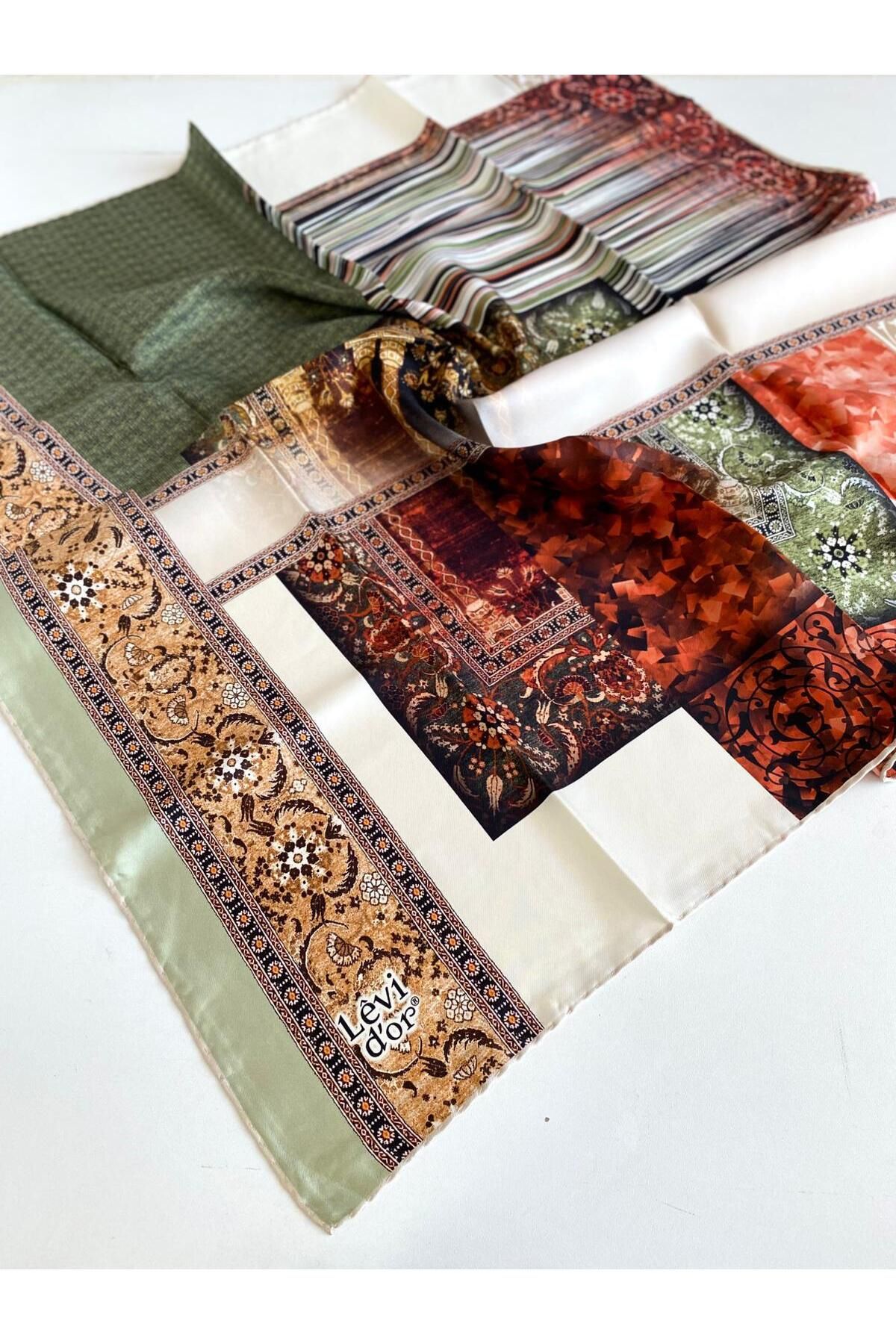 Levidor Tivil İpek Eşarp 46948 Krem Karışık Desen