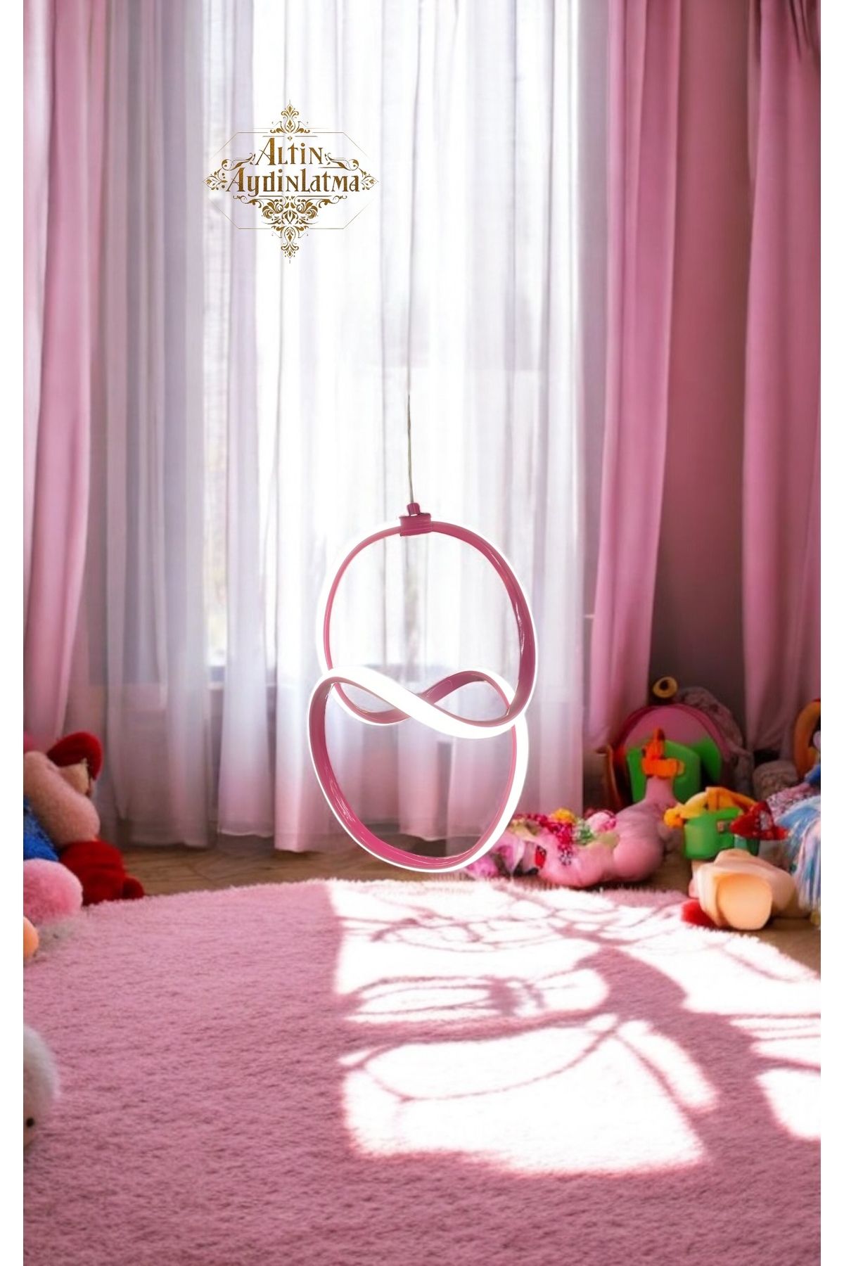 Home Badem Pembe Modern Led Üç Renk (Beyaz Sarı Ve Gün Işığ)Çocuk Odası Avize