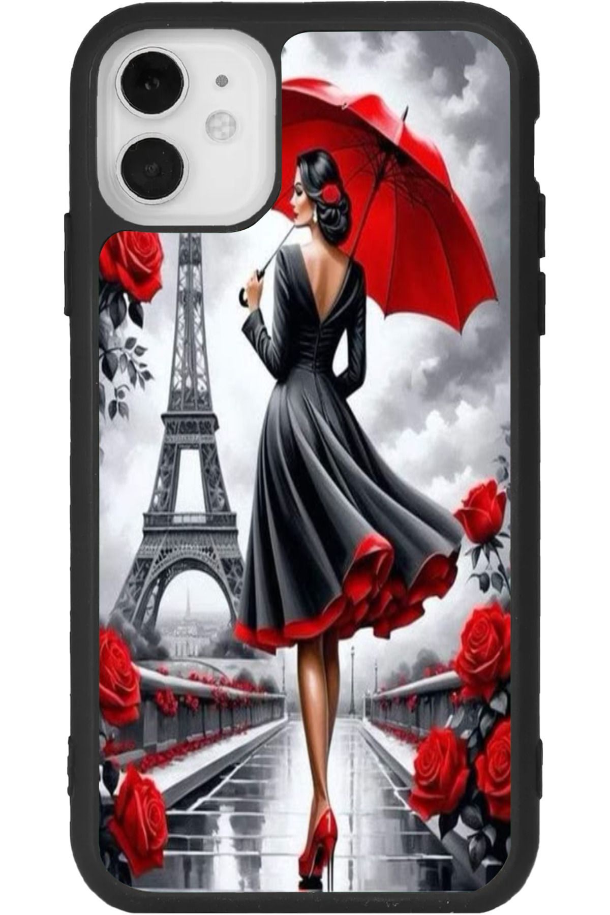 Aksel Kılıf iPhone 11 Uyumlu Baskılı, Mat Siyah Renk, Yumuşak Silikon, Koruyucu, Şok Emici Kapak, Kılıf