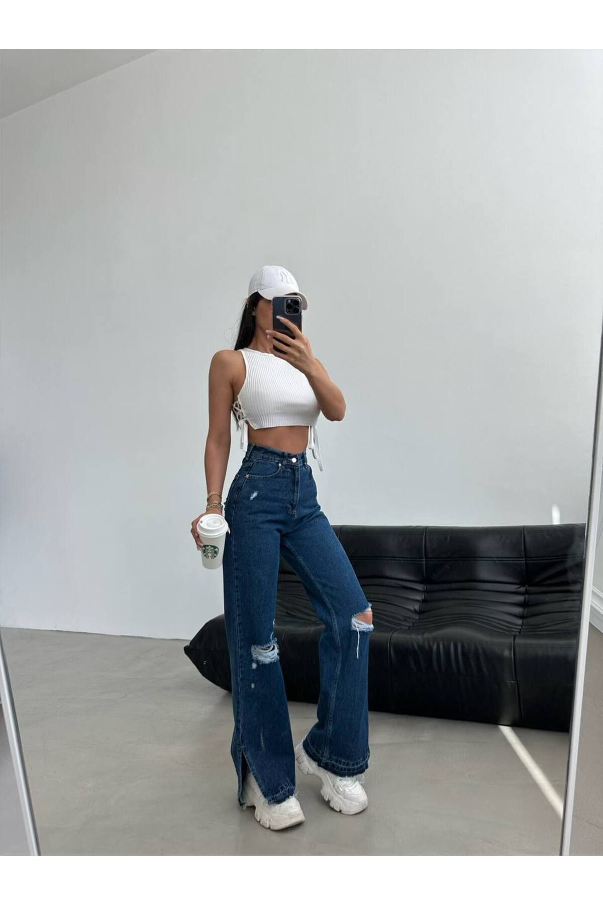 ayday butik yırtık palazzo jeans