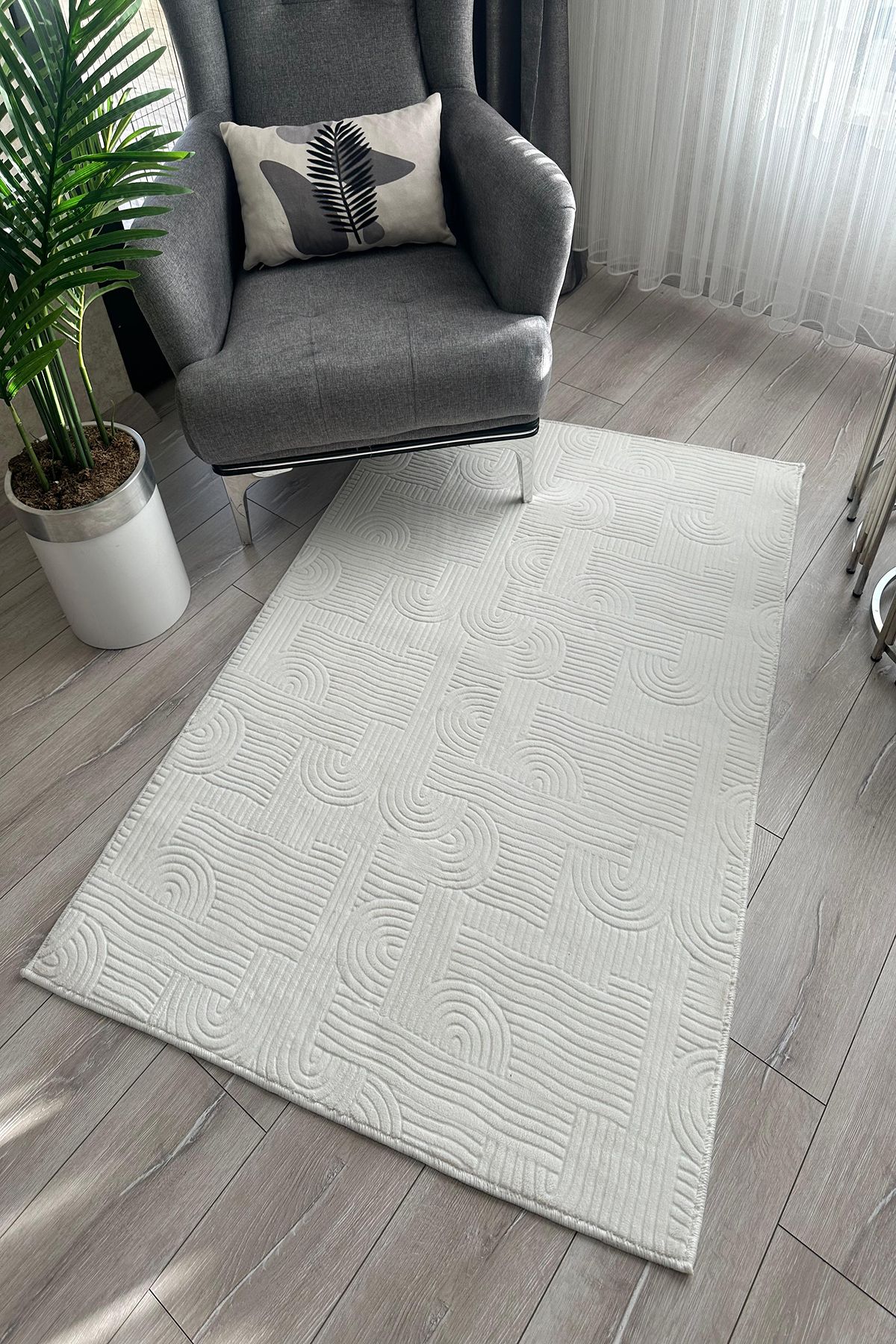 KEVLİNE Kevline Home Modern Dekoratif Halı Kaymaz Taban Yıkanabilir Salon Halısı