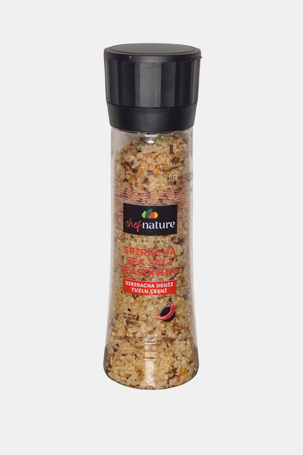 Chef Nature Sriracha Baharatlı Öğütme Deniz Tuzu Çeşni 300g Değirmen Kapak