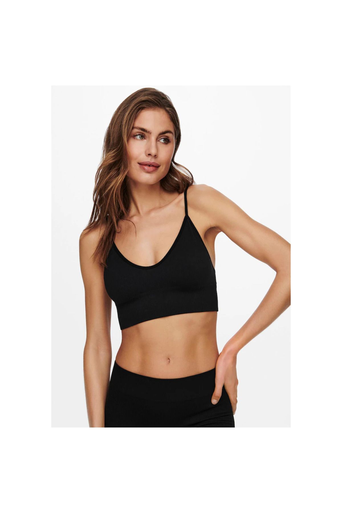 OWWO Kadın Beyaz Dikişsiz Fittili Büstiyer Crop Top